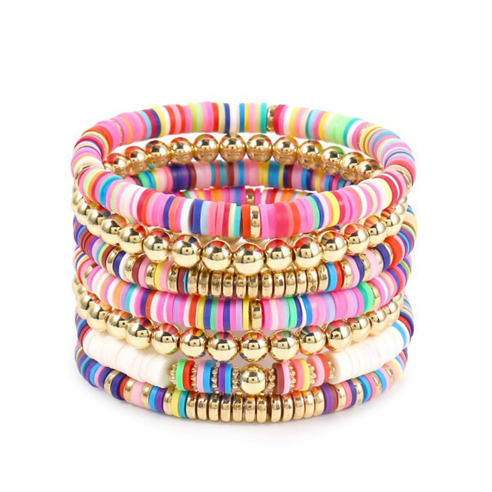 Bracelets Extensibles Boho KIRVOS pour Femme Adolescente Étébijoux de Plage 7 Pièces Arc-en-Ciel Surfeuses