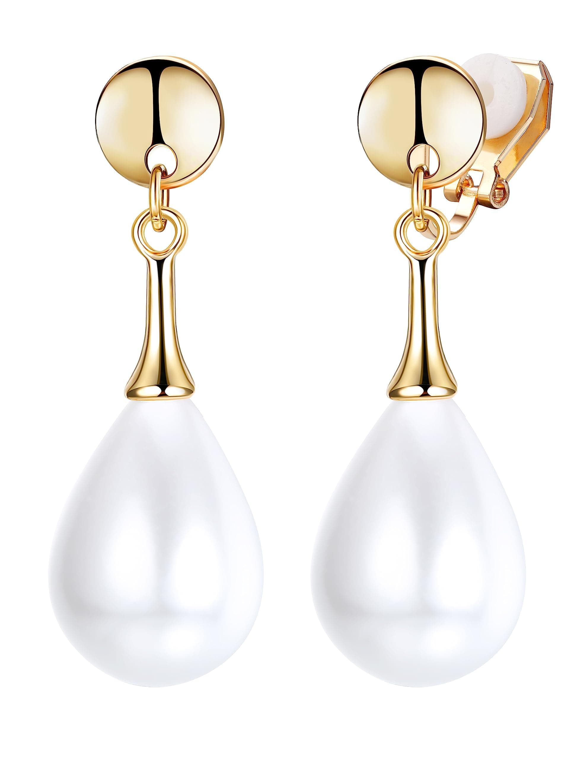 Clip d'oreille perle Adramata Femmes Boucles d'Oreilles Pendantes Argent Fantaisie Non Piercing Recycled Standard 100