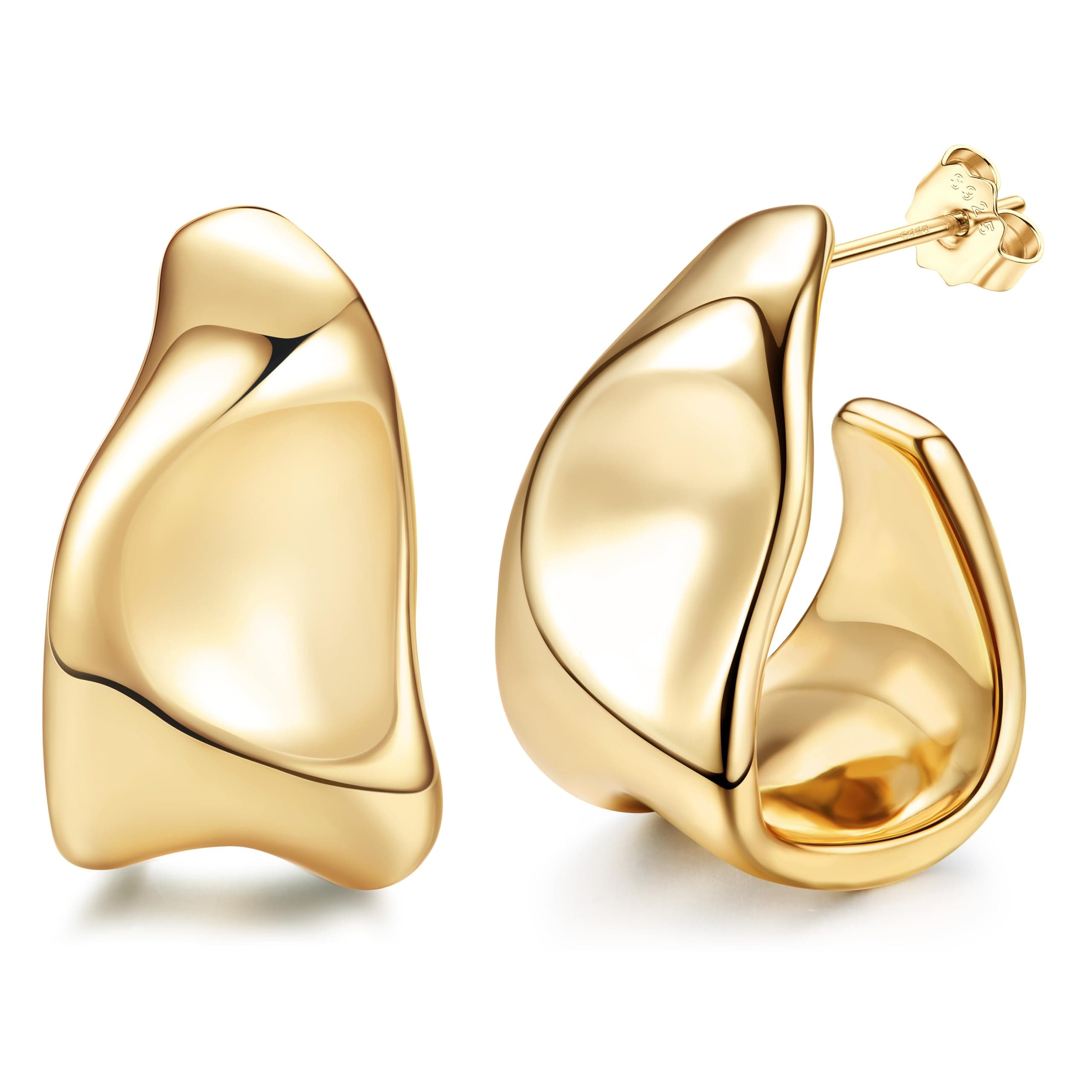 Adramata Boucles d'Oreilles Or Femme Grosses Boucles d'Oreille Argent 925 Plaquées Or 14 Carats Recycled Standard 100
Ad