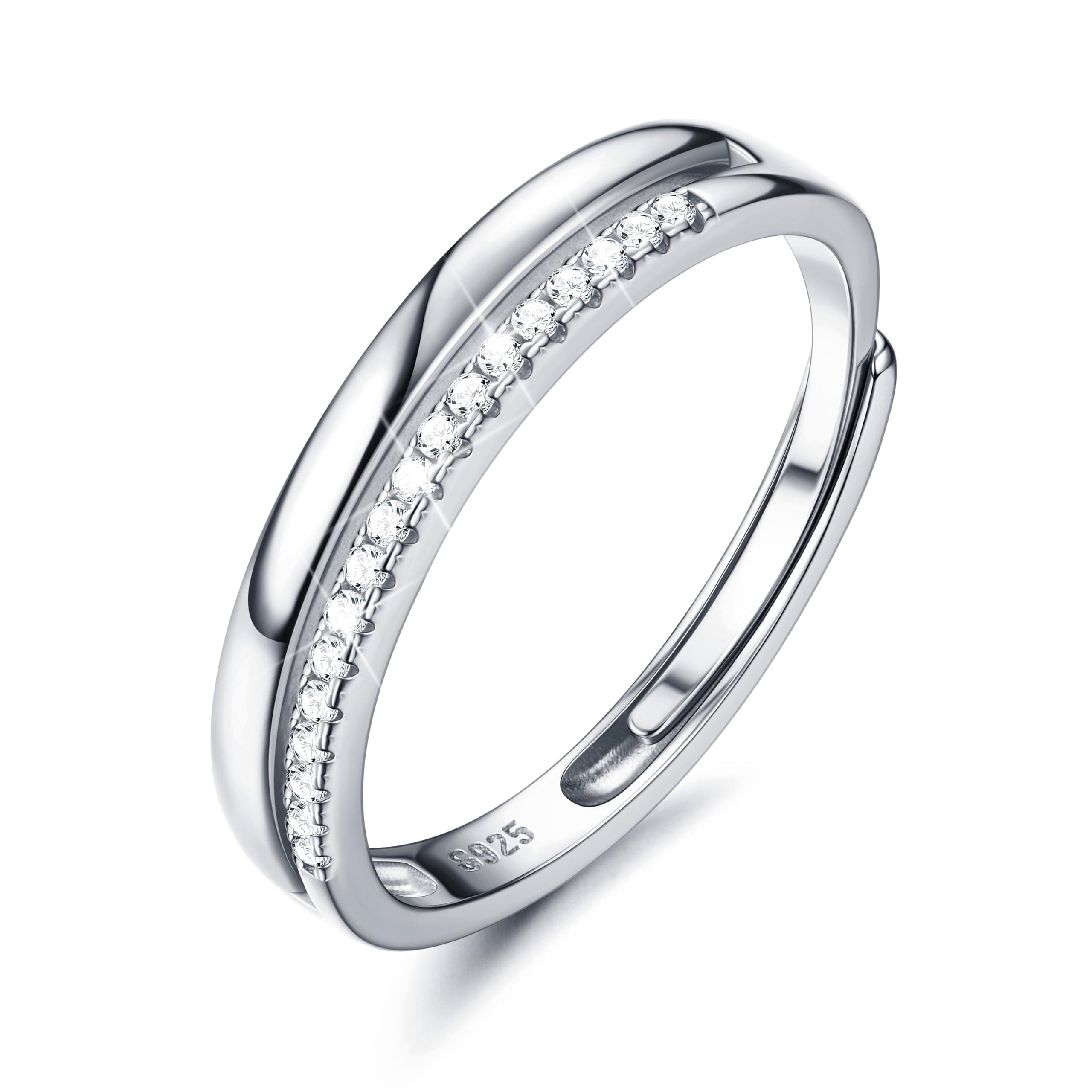 Adramata Bague Argent 925 Femme Recycled | Anniversaire Cadeau Femme | Alliance Reglable Empilables