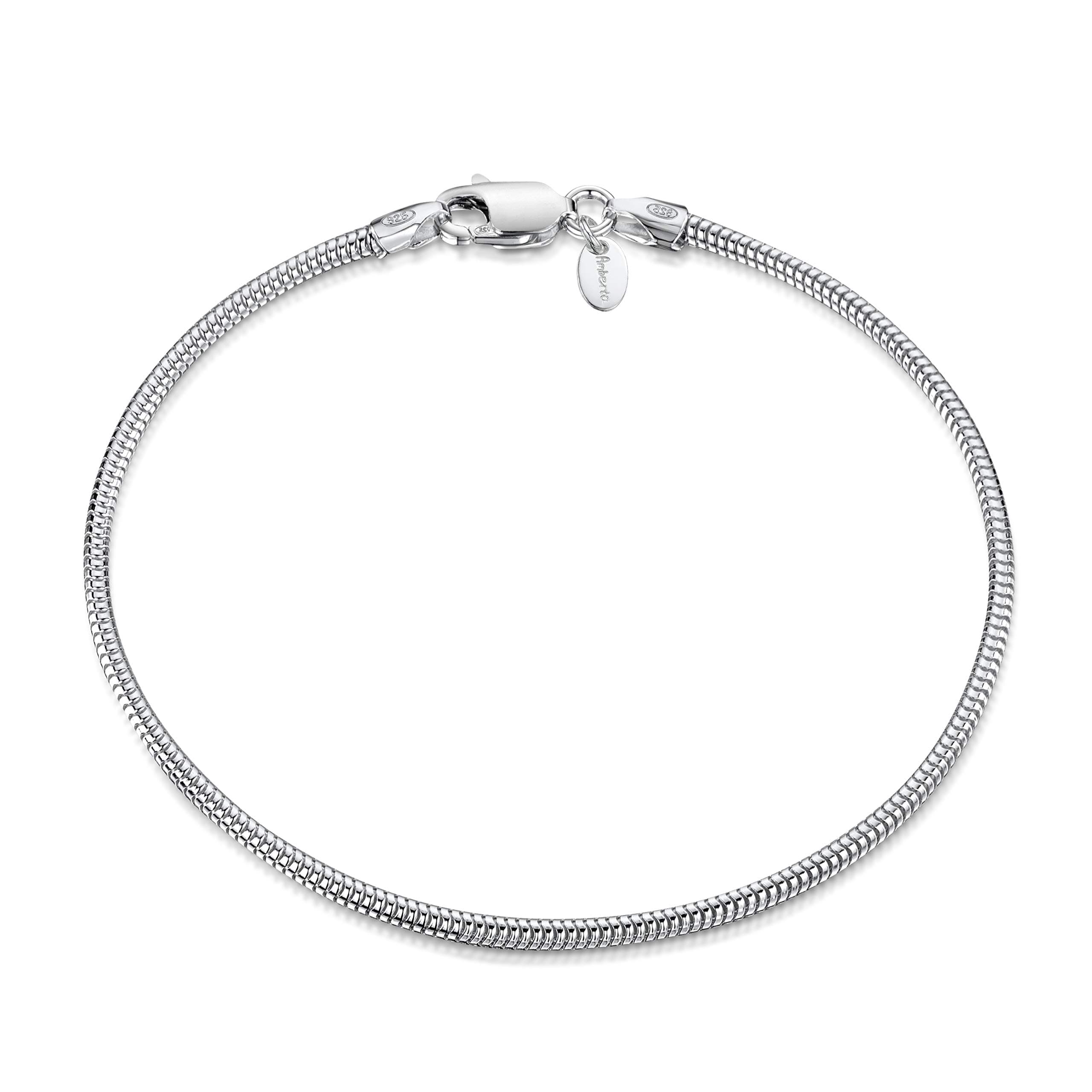 Amberta Bijoux - Bracelet en argent 925 - Chaîne maille serpent - Largeur 1,9 mm - Longueur 18/19/20 cm - AccessoireMode
