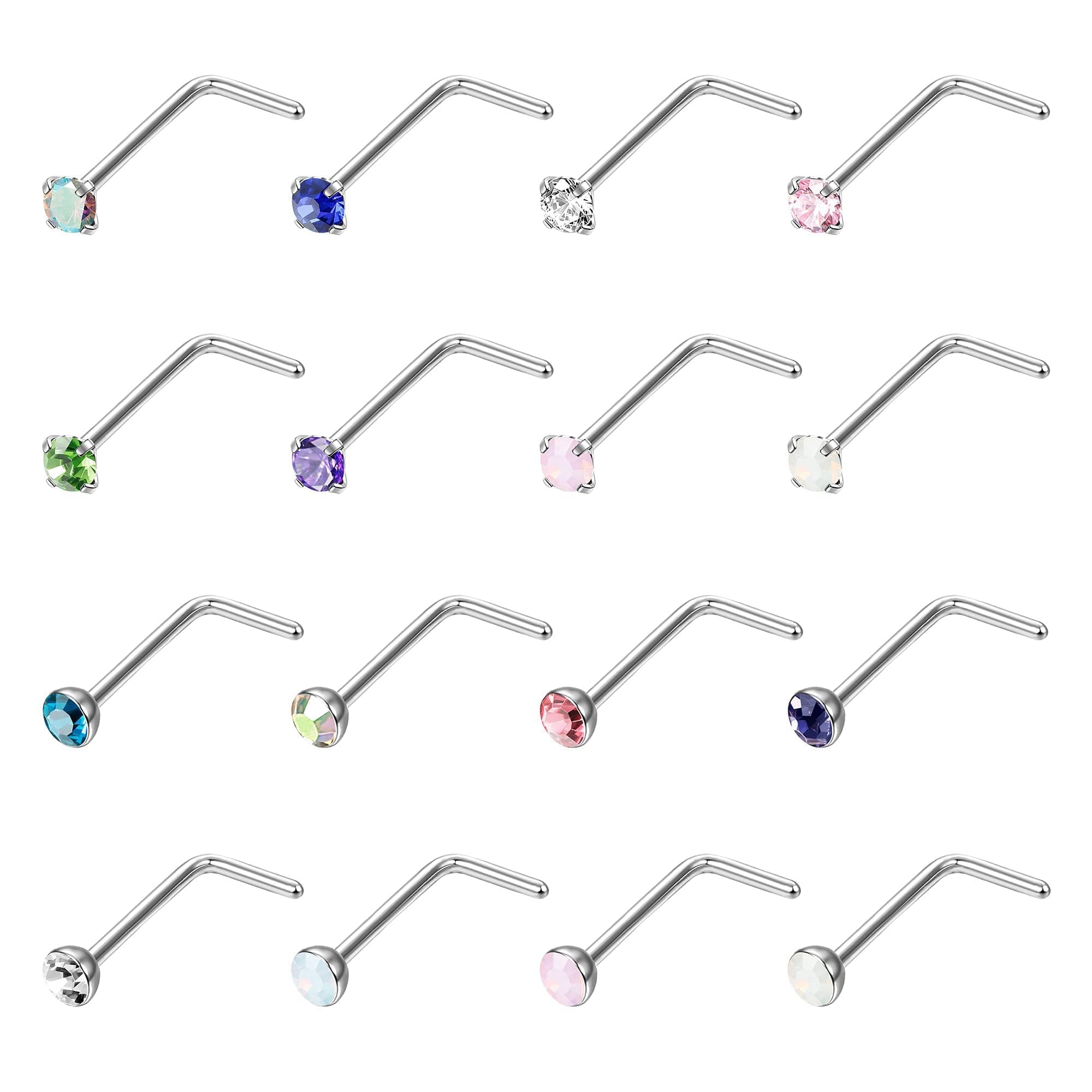 YADOCA 20G Piercing de Nez en Acier Chirurgical pour Femmes et Hommes - Petit Piercing Narine en Forme de Nez - 16 Pièce