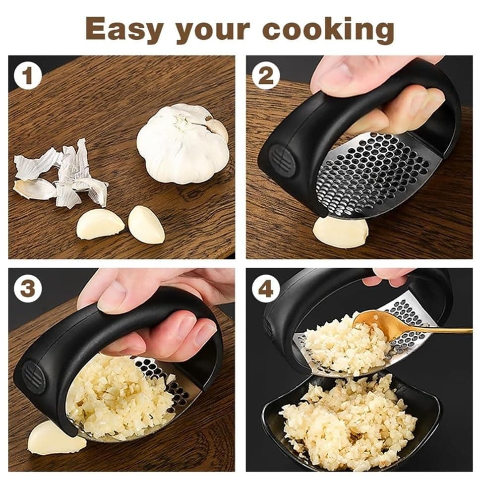 Presse-ail inoxydable nouveau style pour cuisine, ustensile manuel portable des ménagers, écraser l'ail facilement (2 pi