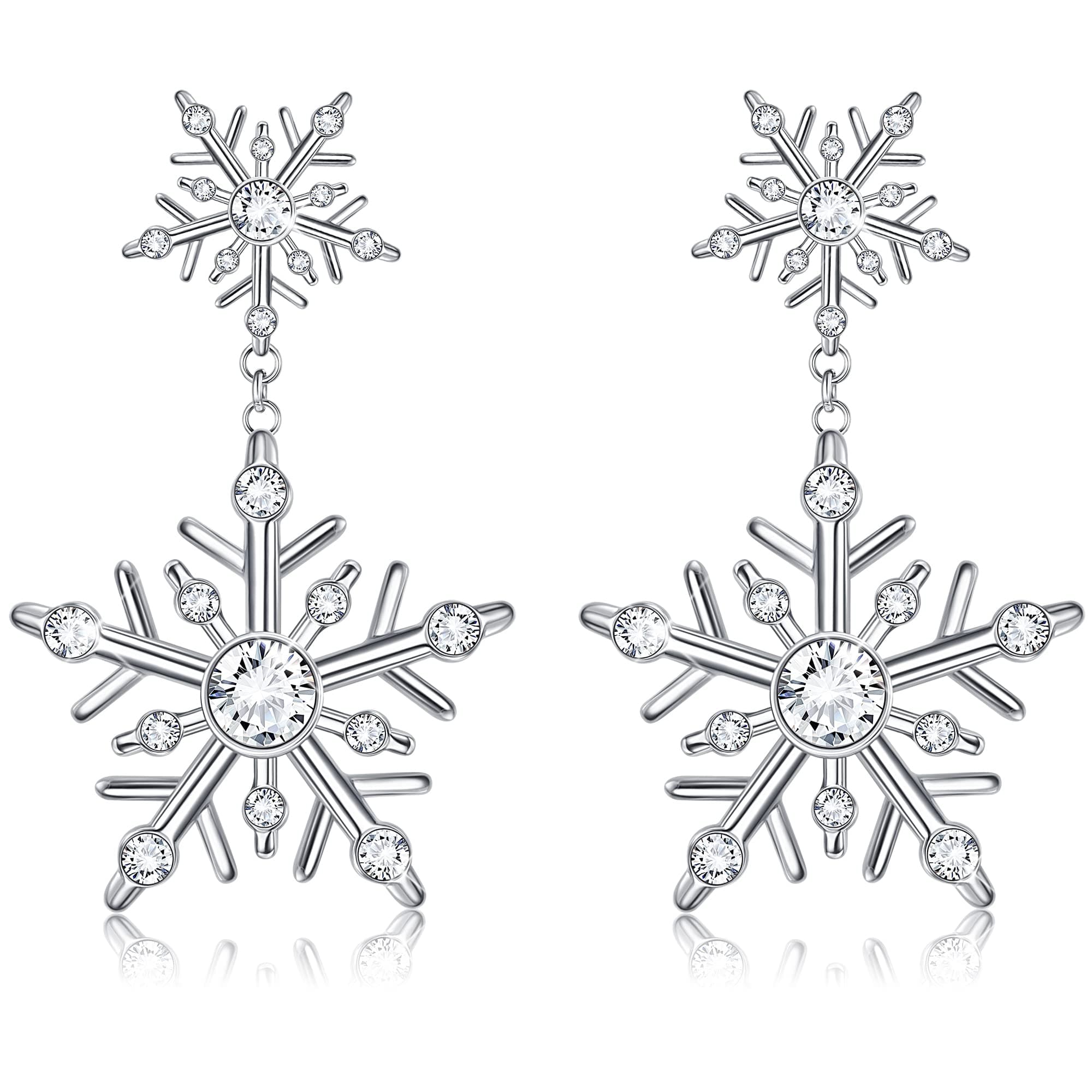 Adramata Boucles d'Oreilles de Noël en Argent Sterling 925 pour Femme Boucles d'Oreilles Poste Flacon de Neige Cife CZ