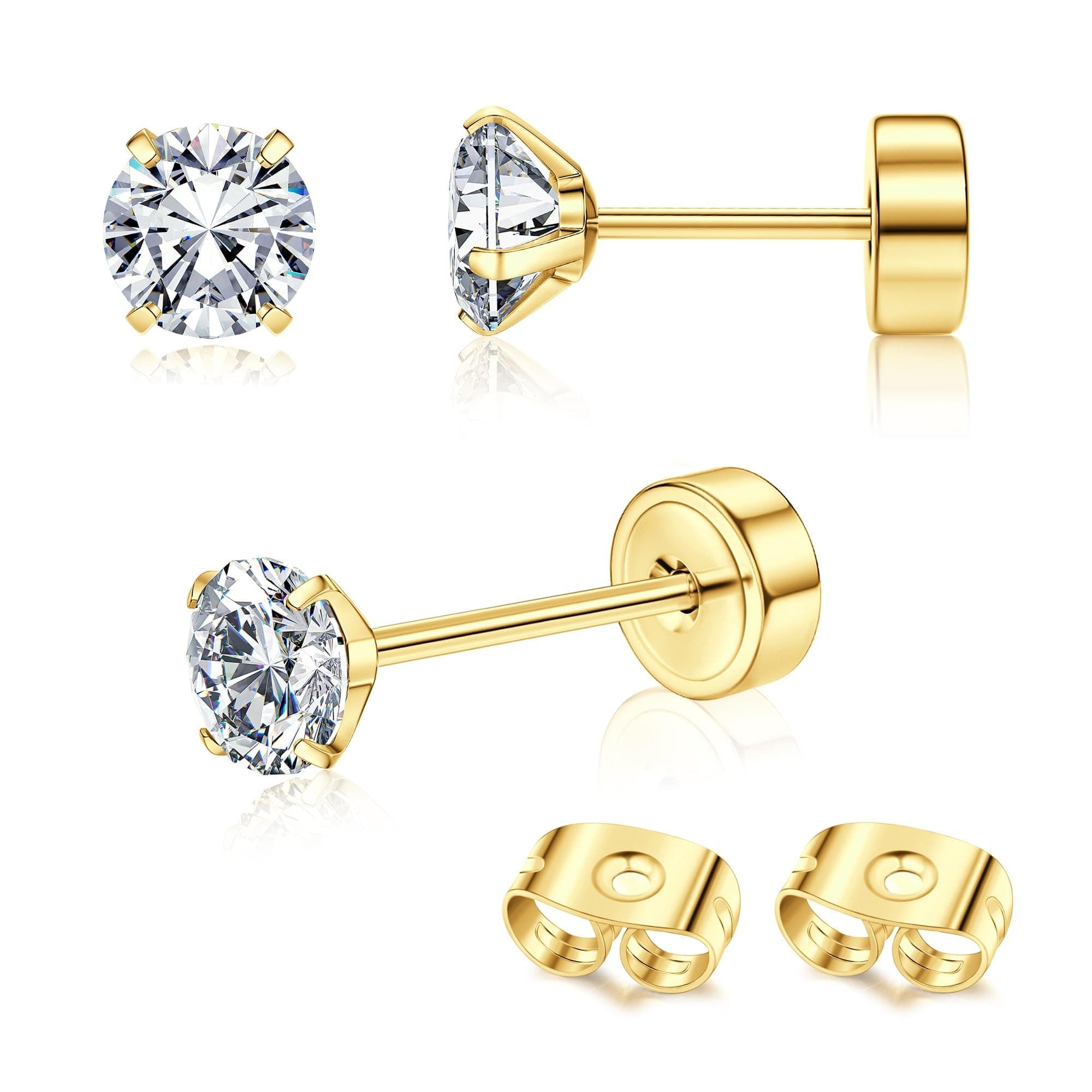 Adramata Or 14 Carats Boucles d'Oreilles Titanium Homme Femme Standard 100 Pulitzer