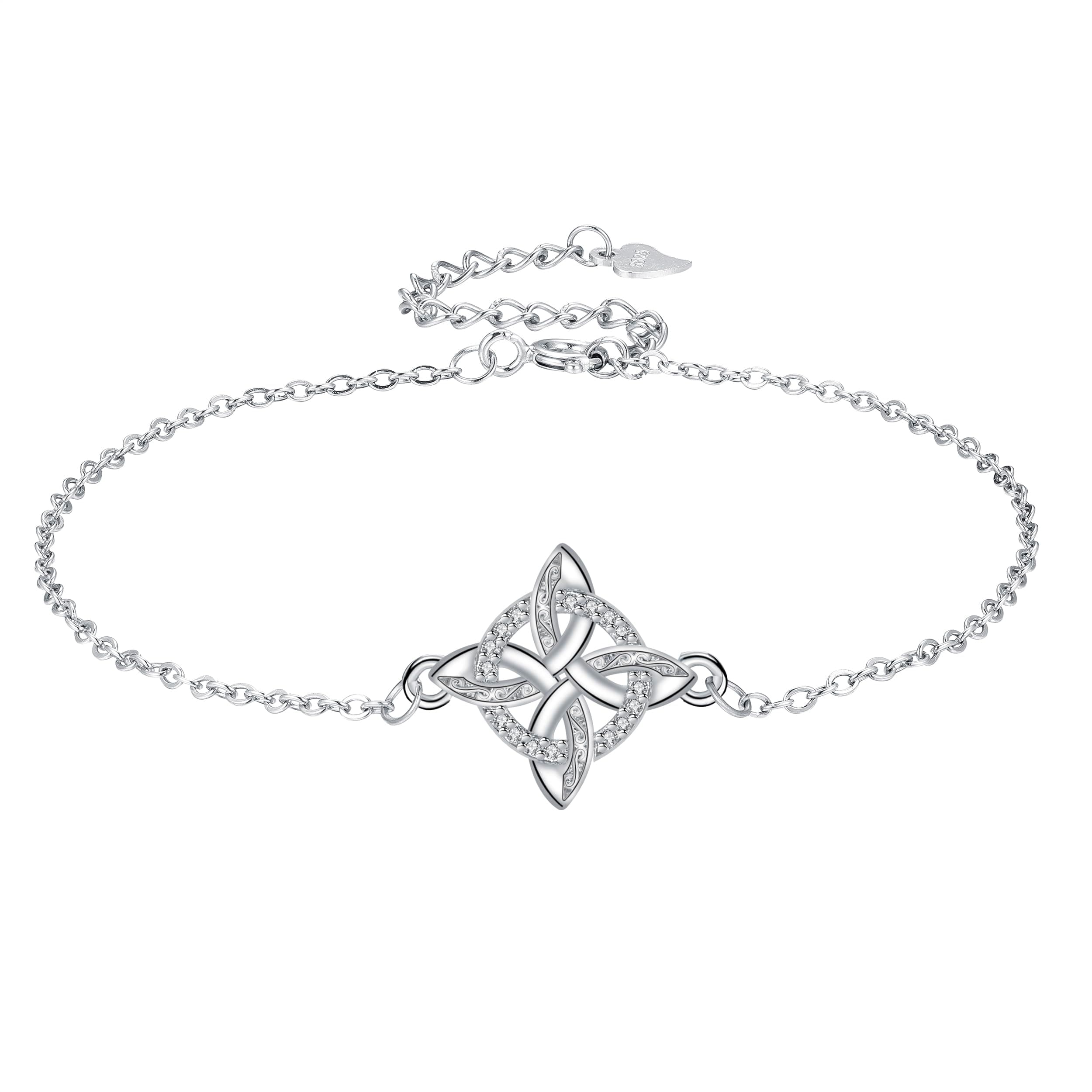 Yinsen Femme Bijou Bracelet Argent Sterling 925 Coeur Pendentif 17+4 cm Noël Anniversaire Cadeau Femmes Filles Soeurs