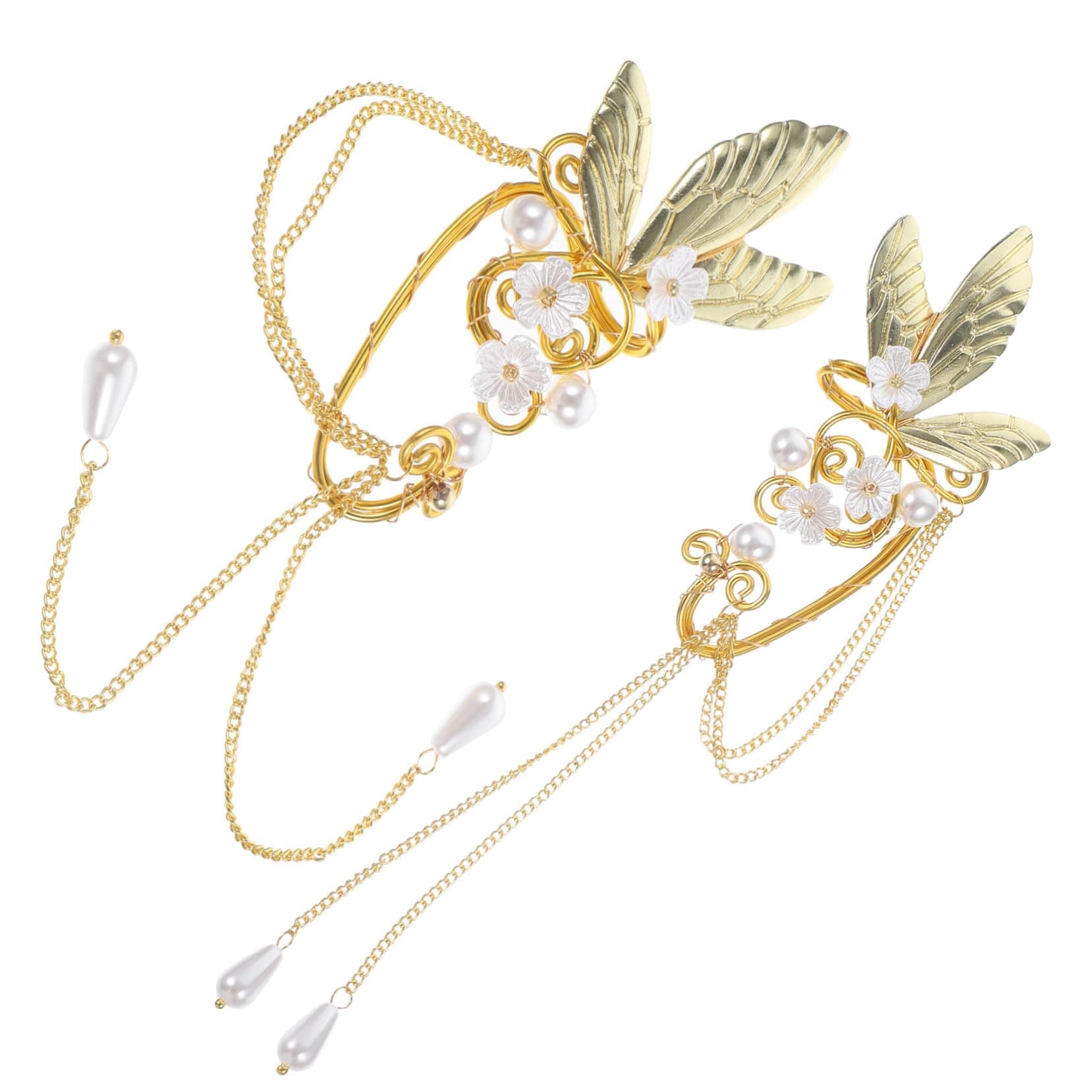 Hemobllo Boucles d'oreilles à clip dorées pour femmes et adolescentes - Anniversaire et fêtes - 2 pièces fendues légères
