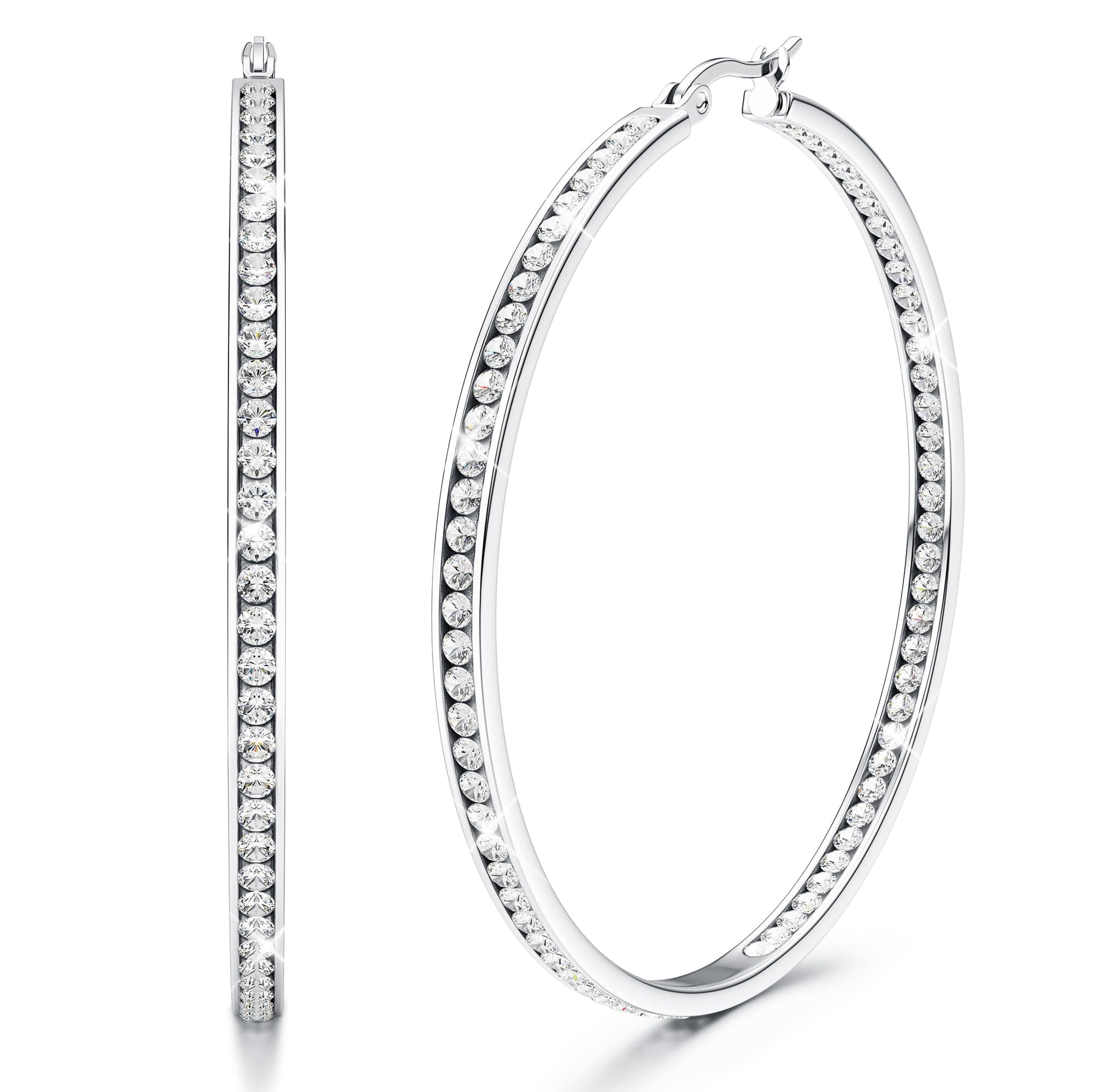 Adramata Créoles Acier Inoxydable Or Plaqué Femme Mode Recyclée 50mm Élégance Durabilité