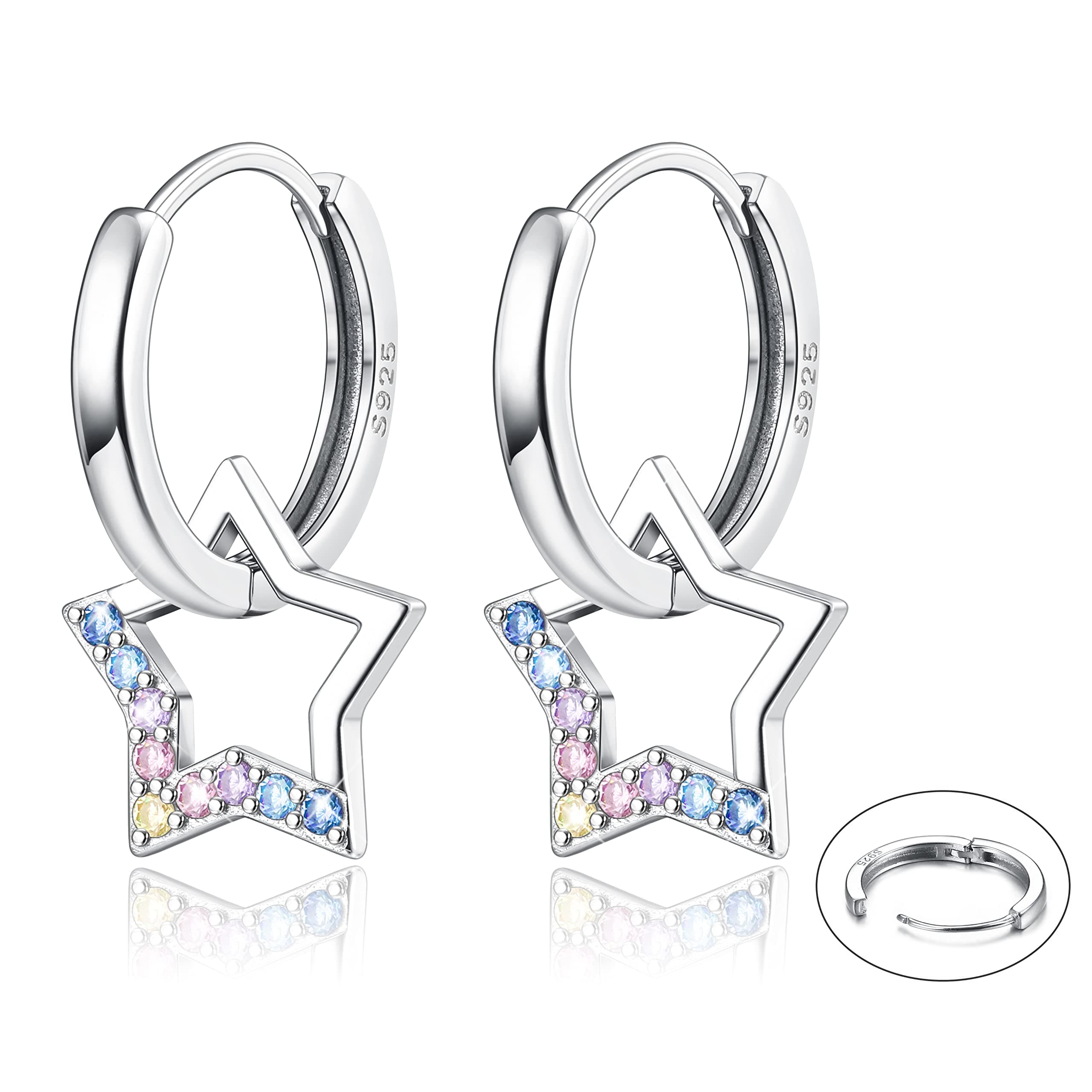 Adramata Boucles d'Oreilles Pendantes en Étoile Argent Sterling 925 Femme Recycled  
Adramata Boucles d'Oreilles Créoles