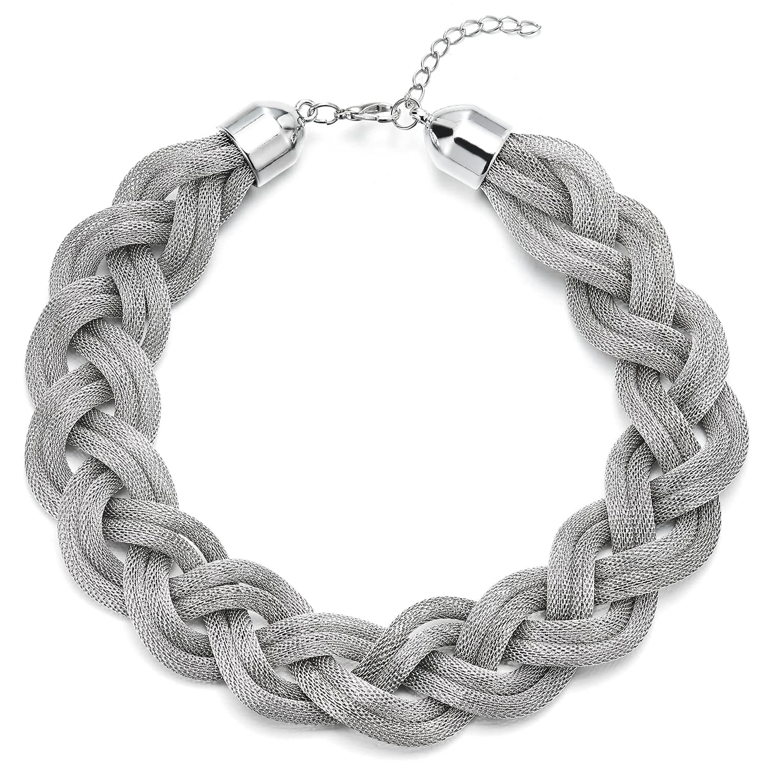 COOLSTEELANDBEYOND Statement Déclaration Pendentif Collier - Tressé Creuse Câble Grande Bavoir Choker - Style Nouveau et