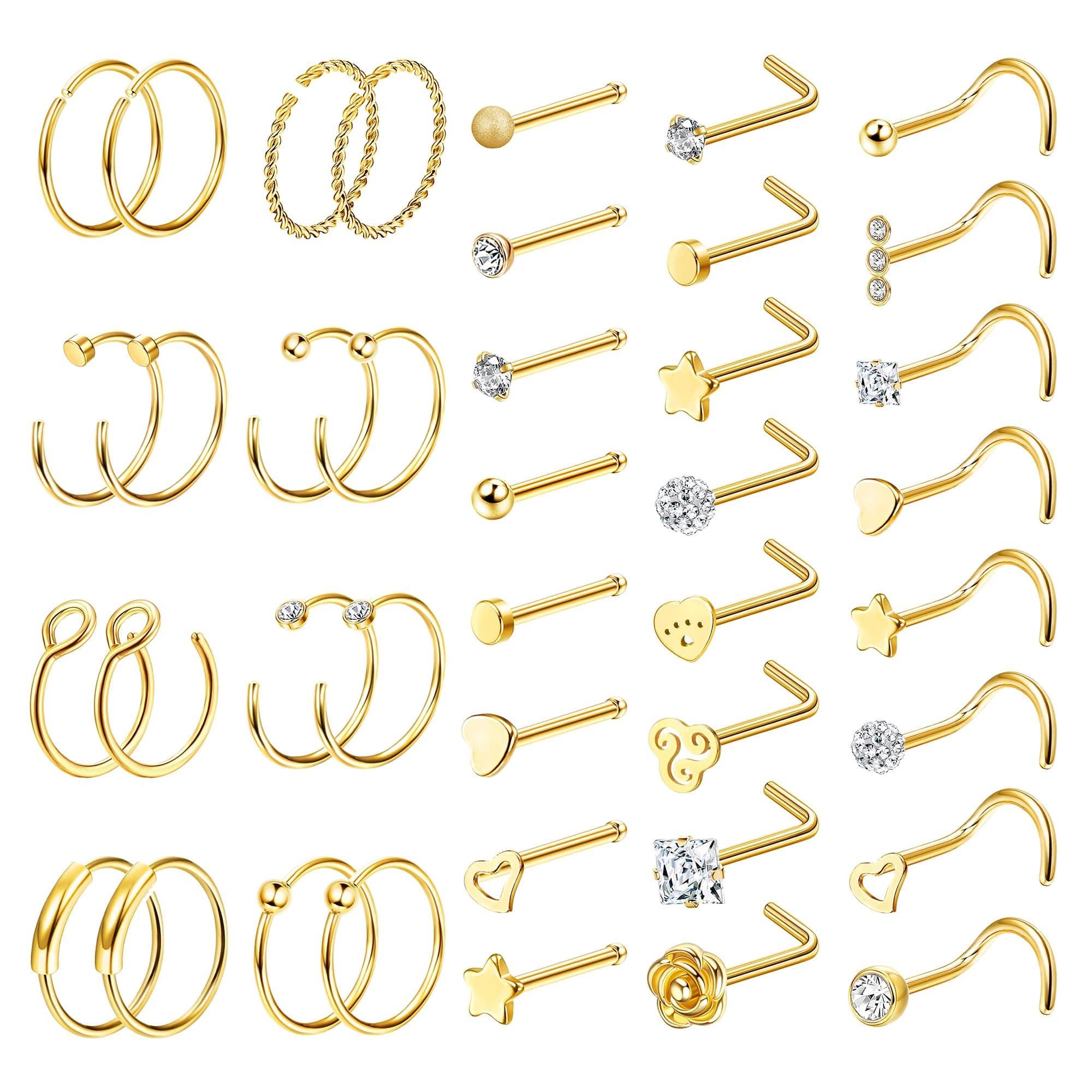 LOLIAS Anneaux Nez Acier Chirurgical Hypoallergéniques Femmes Hommes Recycled Claim Standard 100 Pièces