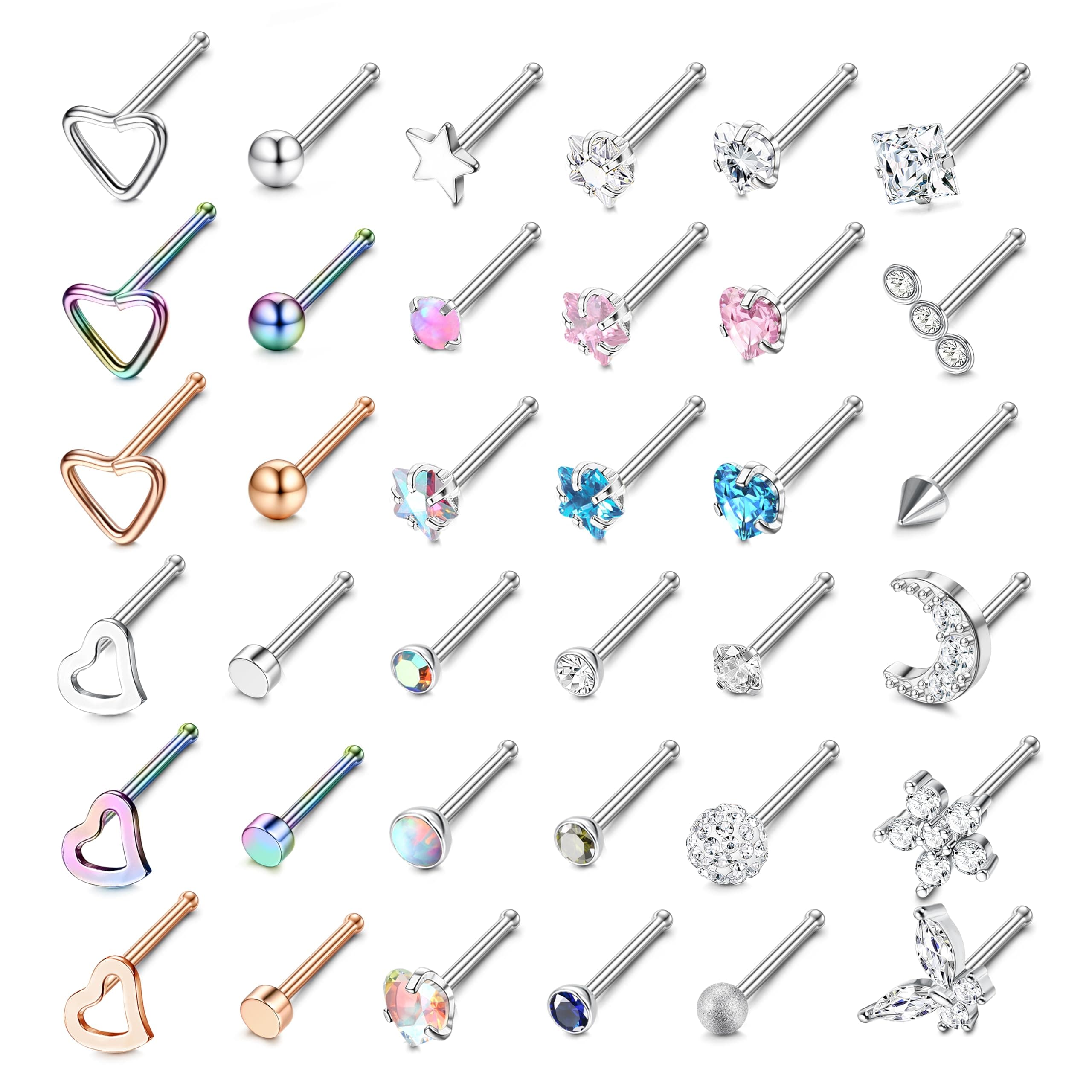 LOLIAS Piercing Nez Acier Chirurgical Femme Screw Piercing Nez Diamond CZ Nostril Piercing Standard 100