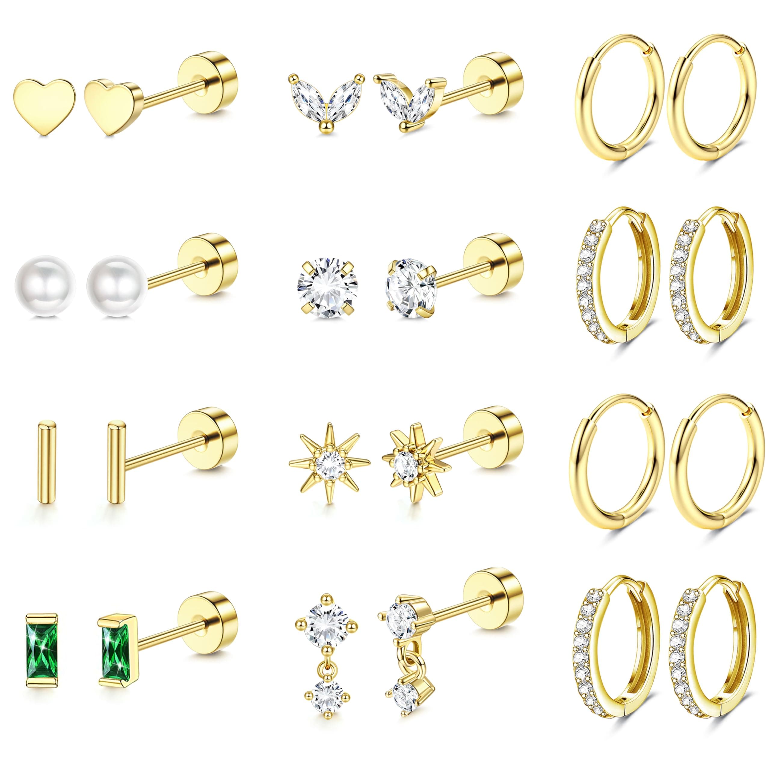 Adramata Acier Inoxydable Or Argent Boucles d'Oreilles Femme Hypoallergéniques Helix Piercing Creoles Petites Boucle d'O