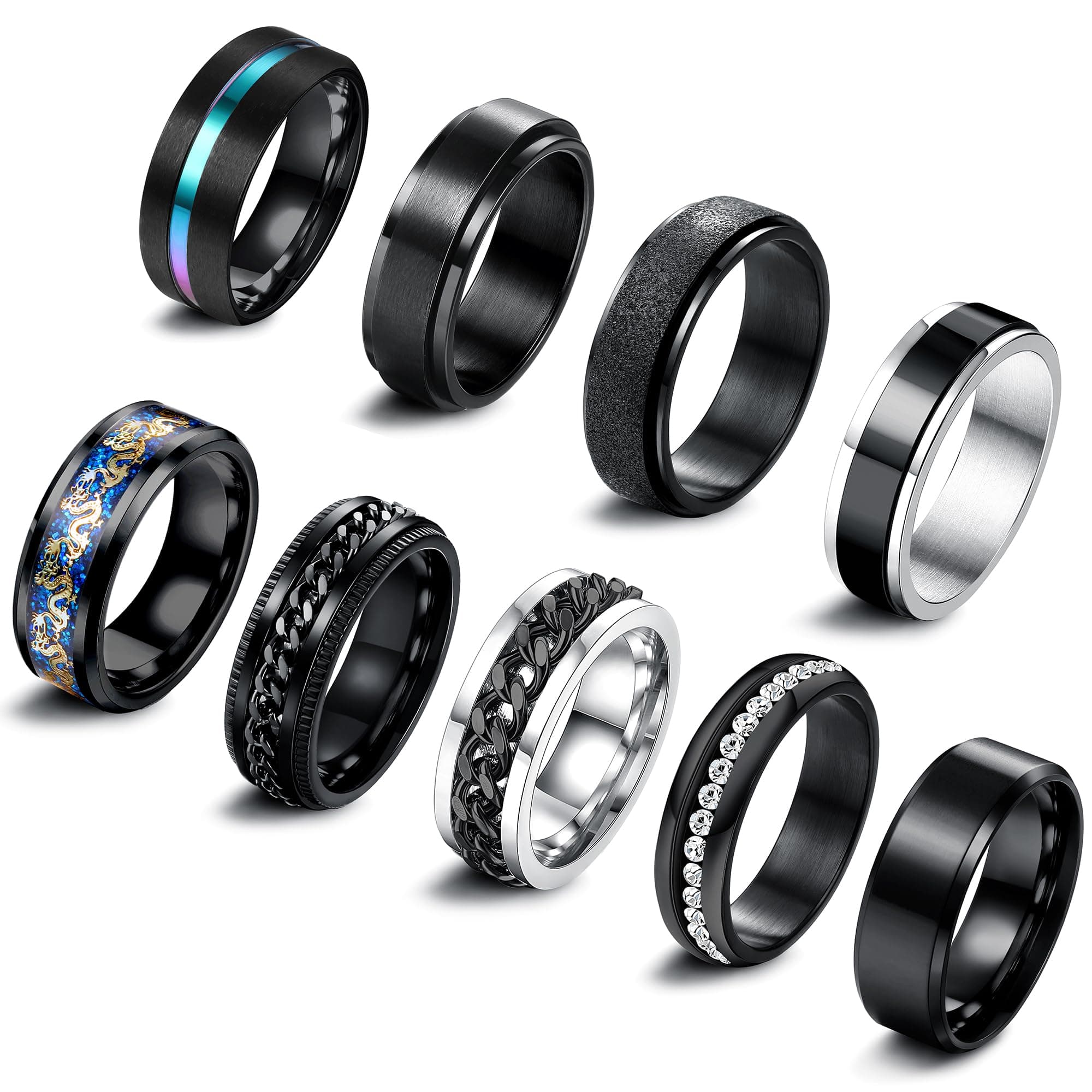 Adramata Bague Homme Acier Inoxydable Anti Stress Dragon Fidget Bijoux