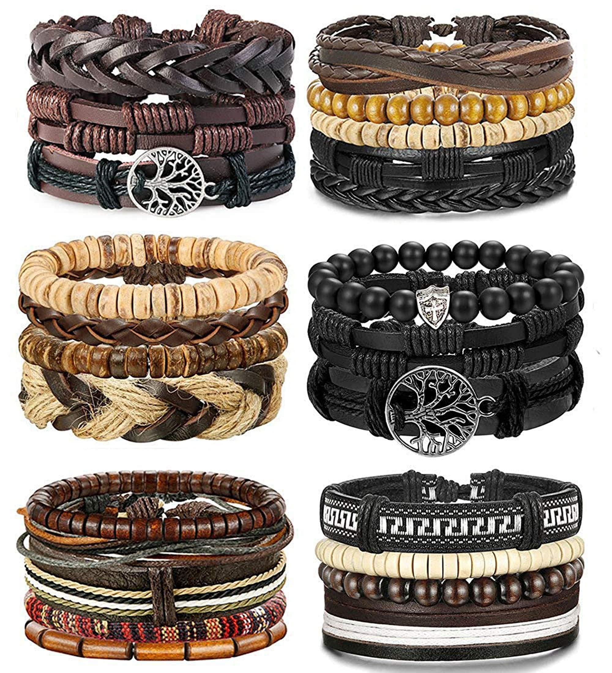Adramata Bracelets en Cuir Tressé pour Hommes et Femmespunk Gotha Cool Recyclés 24 Pièces Standard 100