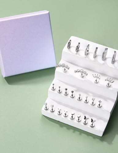 Adramata Boucles d'Oreilles Femme Or Acier Inoxydable Hypoallergéniques Piercings Tragus Helix