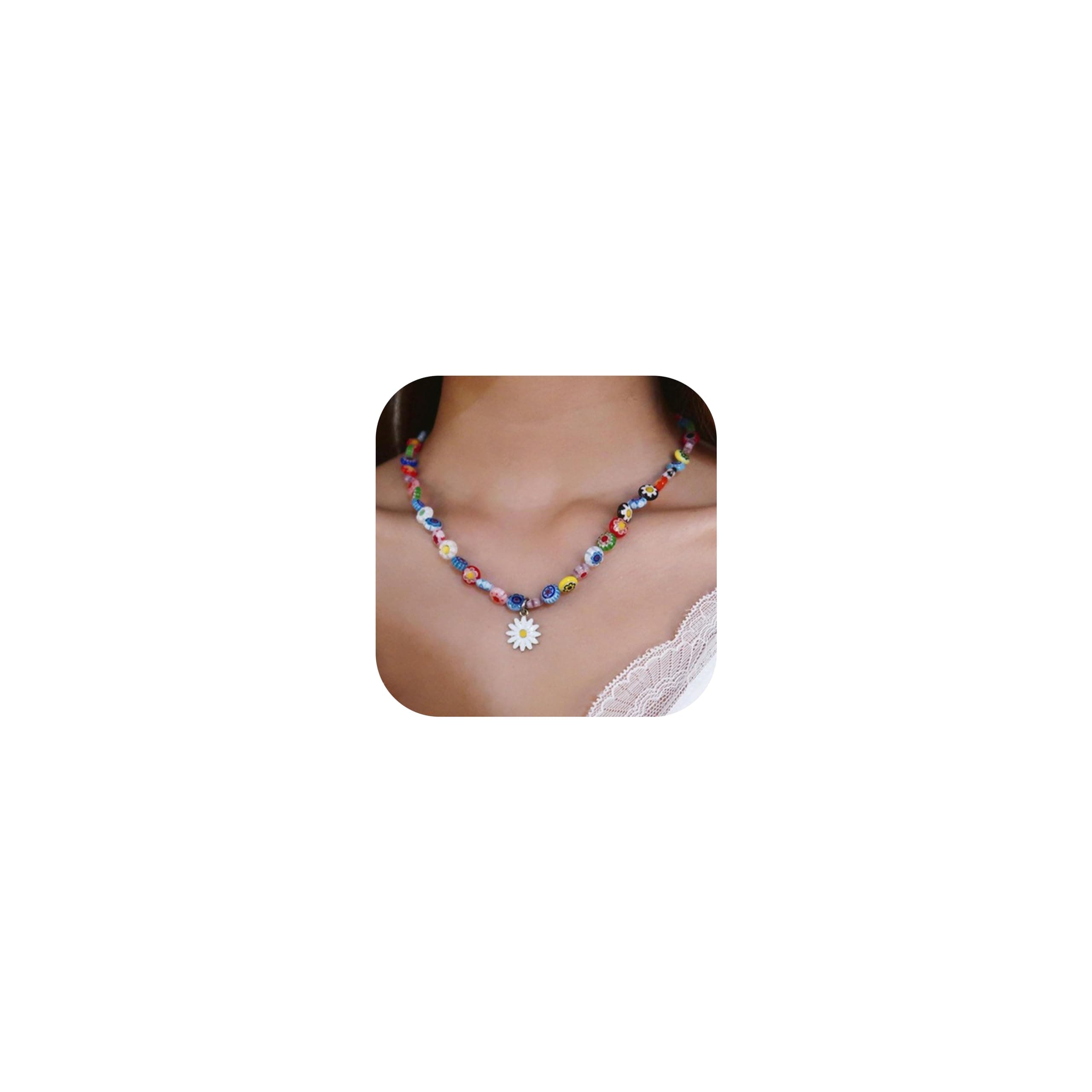 Collier de perles colorées Adramata pour femmes et filles - Boho Summer Accessories Recycled Claim Standard 100