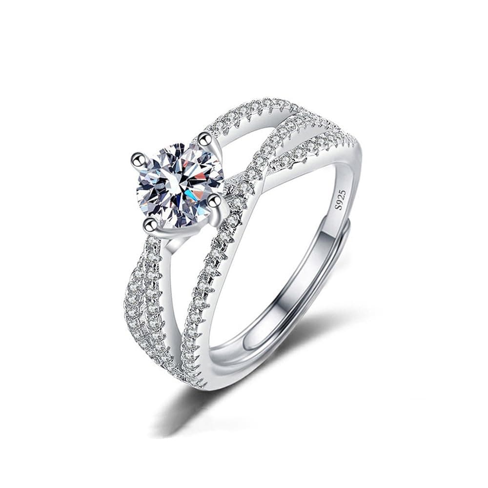 TOEECY Bague Femme Argent 925 Sterling Zircone Cubique Moissanite Épouse Anniversaire Fiançailles Promesse