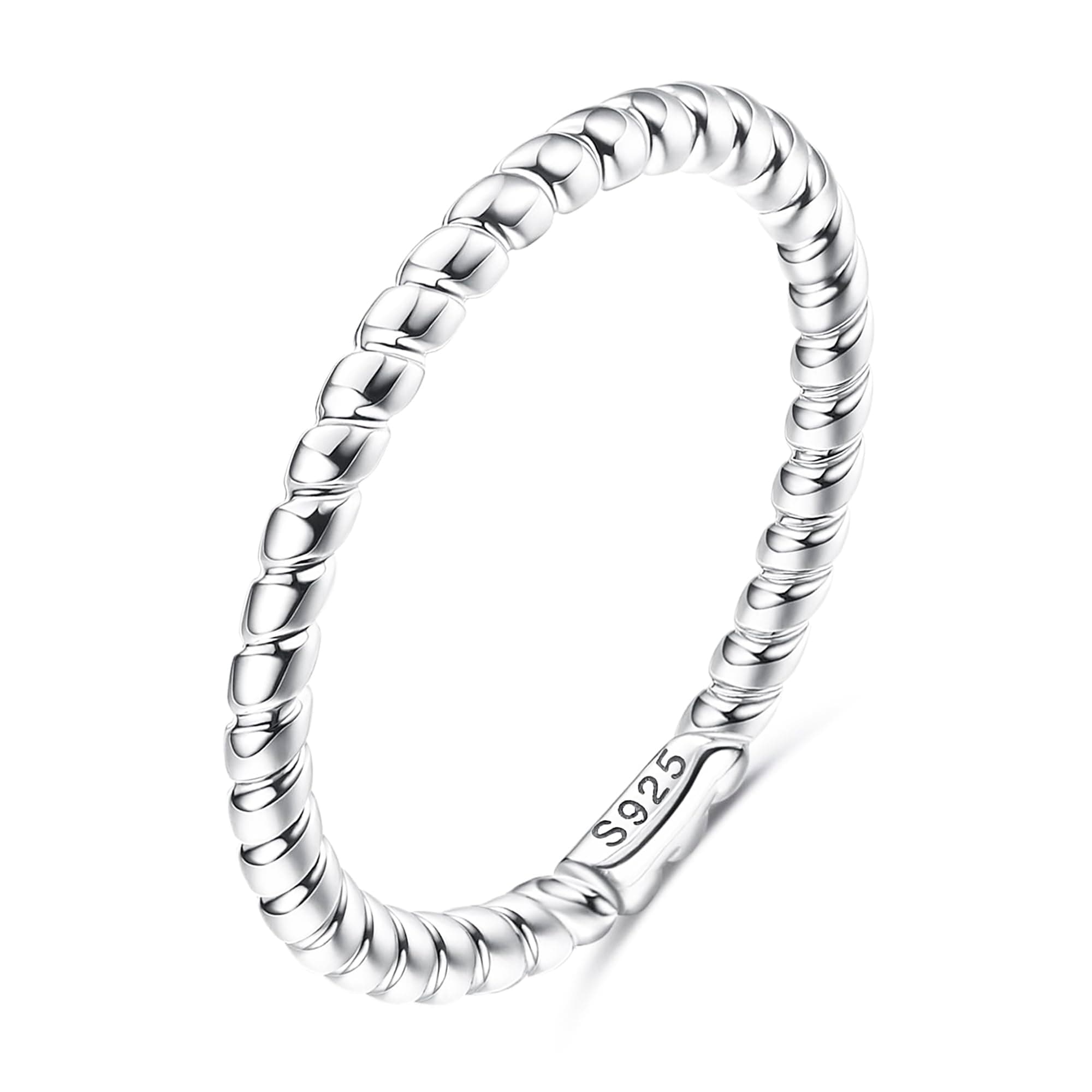 Bague en argent sterling 925 torsadée blancheplat de Milacolato pour femmes et filles, bague de fiançailles torsadée en