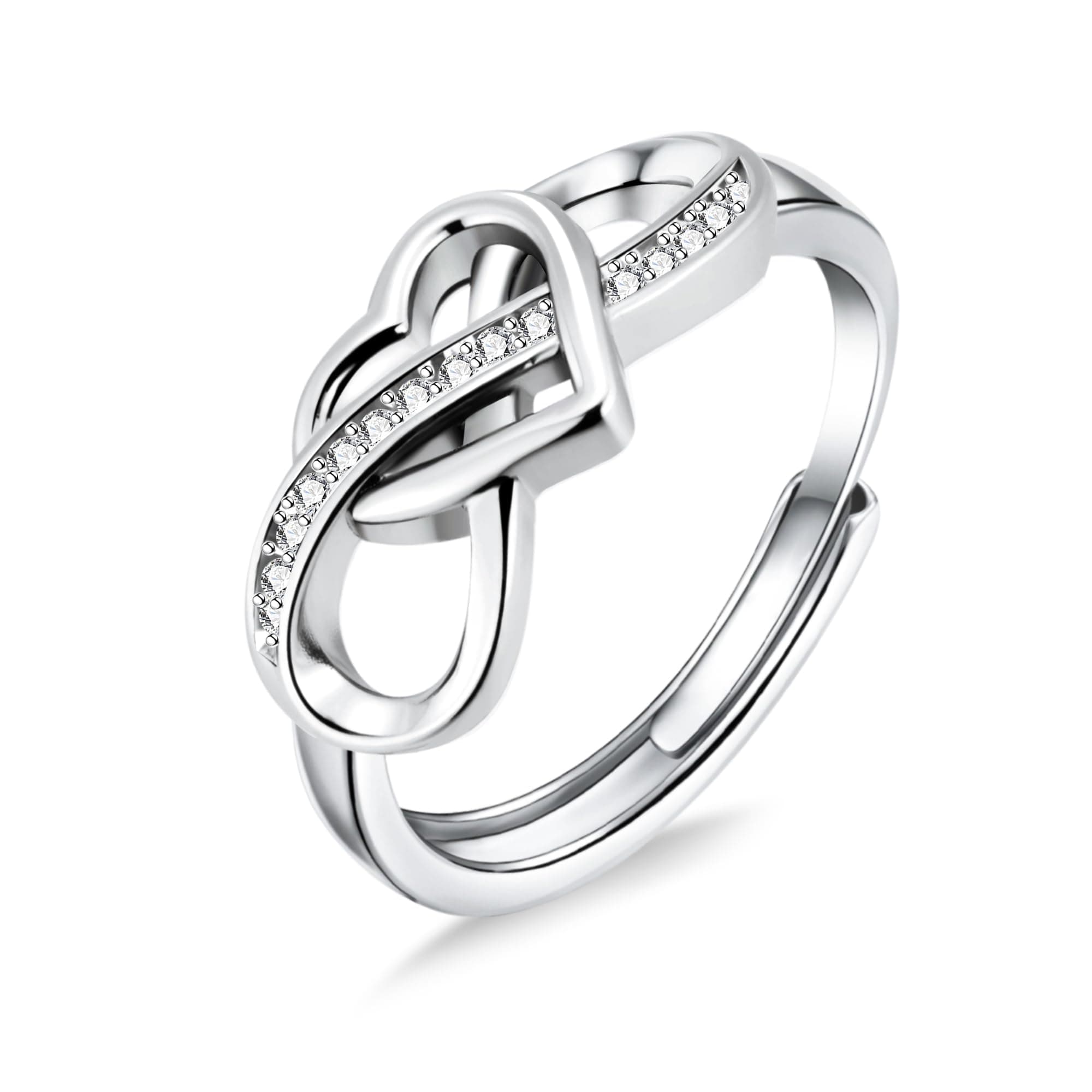 ALEXCRAFT Bague Argent 925 Femme Élégante et Hypoallergénique, Bague Infini Zircone Réglable pour Fille, Mère et Copine