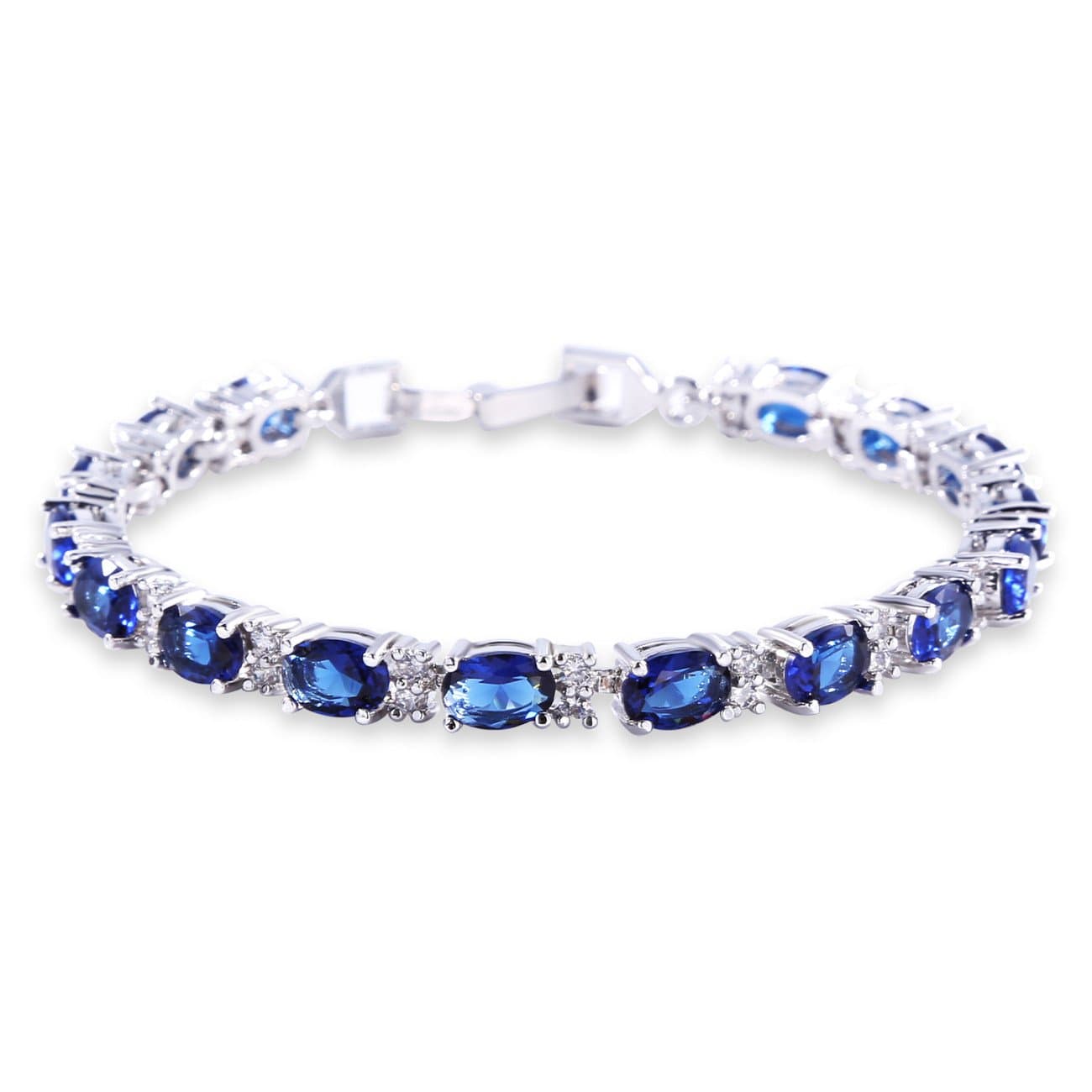 Bracelet GULICX Femme Saphir Cristal Amethyst Oxyde de Zirconium Pour Femme Oxyde de Zirconium Bleu Coupe Romain