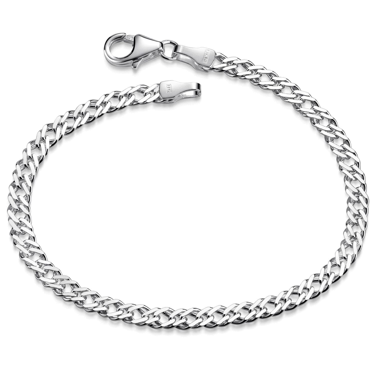 MATERIA by Matthias Wagner SA-136 Bracelet en argent 925 à double chaîne gourmette 3,9 mm pour femme