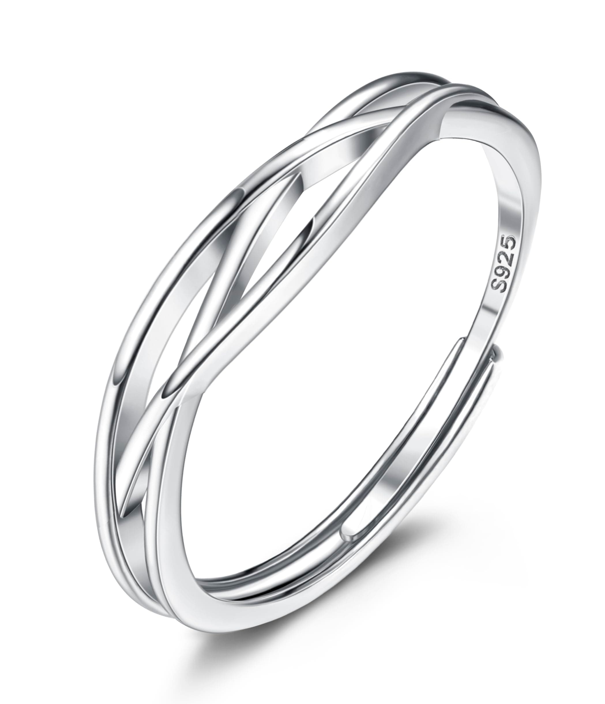 JeweBella Bague Argent 925 Reglable Femme Bijoux Fiançailles Prévue pour Femme Usage Jour et Nuit Chic et Durables avec