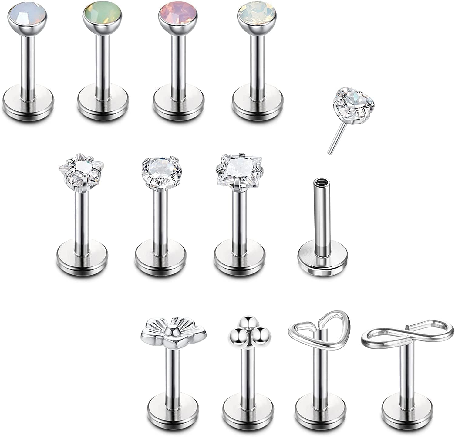 Adramata Piercings 16G Acier Inoxydable pour Femmes Hommes Corps Piercingsbijoux Monroe Goujons à Lèvres Tragus Helix Co
