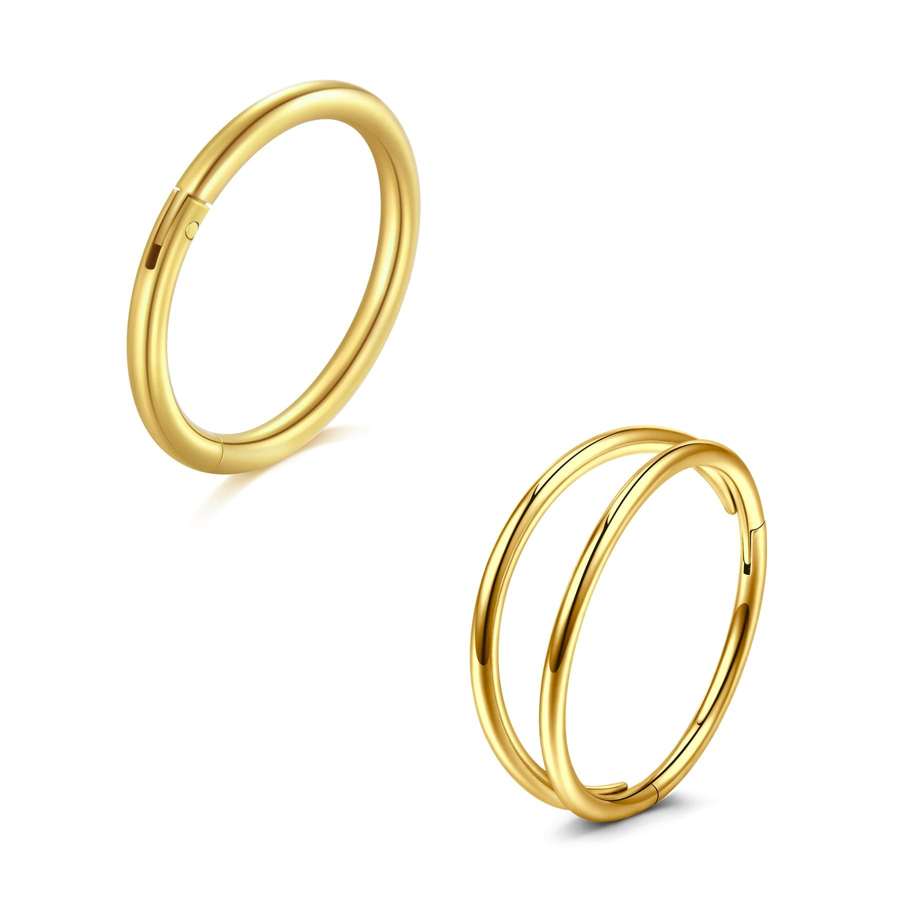 LAURITAMI Piercings nez en acier chirurgical 20G mince Double AnneauSeptum Clicker Ringbijoux piercingnez, 8/10mm Helix