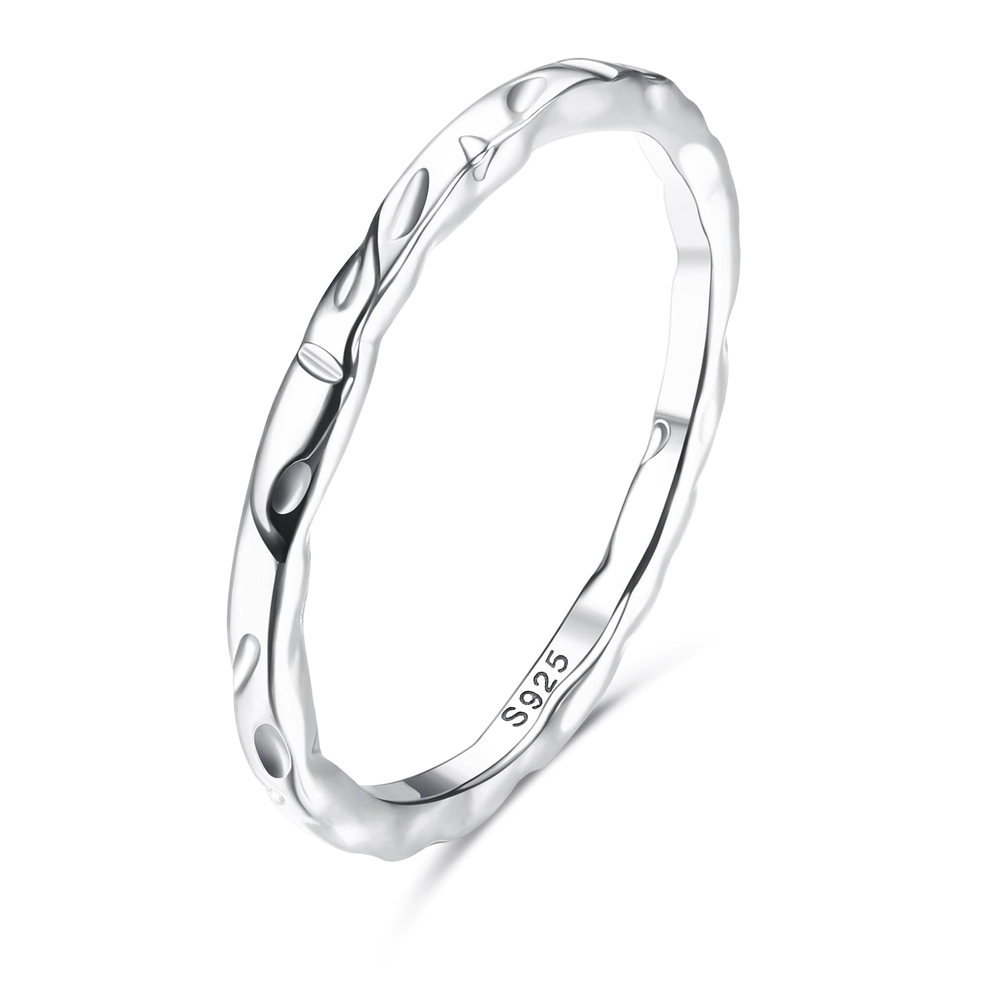 Milacolato Bague En Argent Sterling 925 Pour Femmes, Bagues Martelées En Argent Sterling Plaqué Or Blanc 18 Carats, Bagu