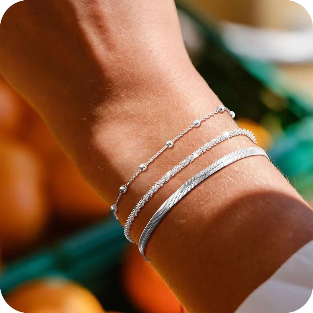 WUMZIRA Bijoux Femme Argent Sterling 925 Réglable Empilable pour Femmes Filles - 3 Pièces