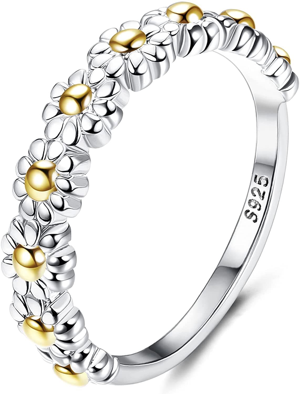 Bague Marguerites Plaqué Or Blanc Adramata Argent 925 Bijoux Femme