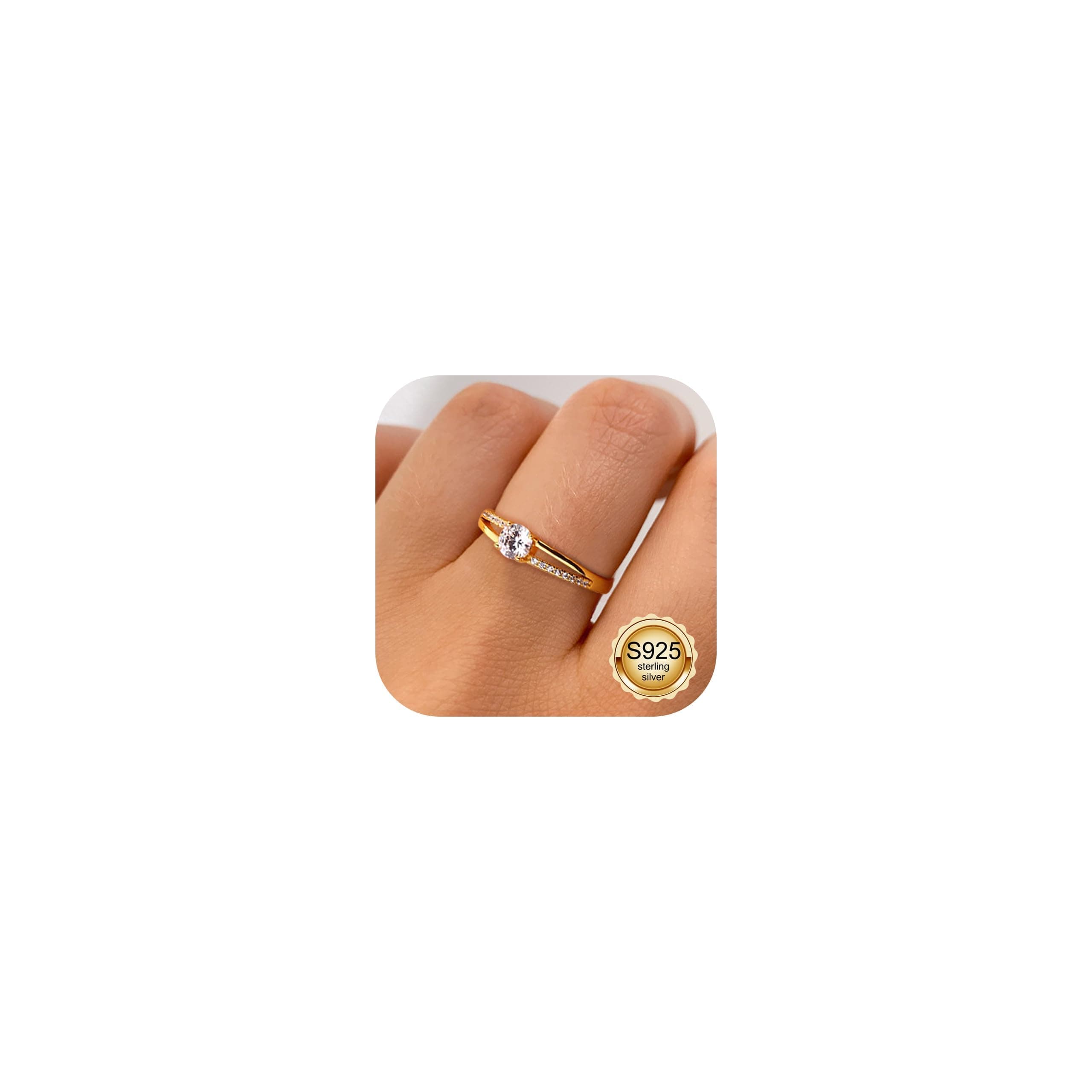 Milacolato Bague en Argent 925 Ajustable pour Femme | Bague de Fiançailles Éternelle en Argent Or | Bague de Mariage Zir