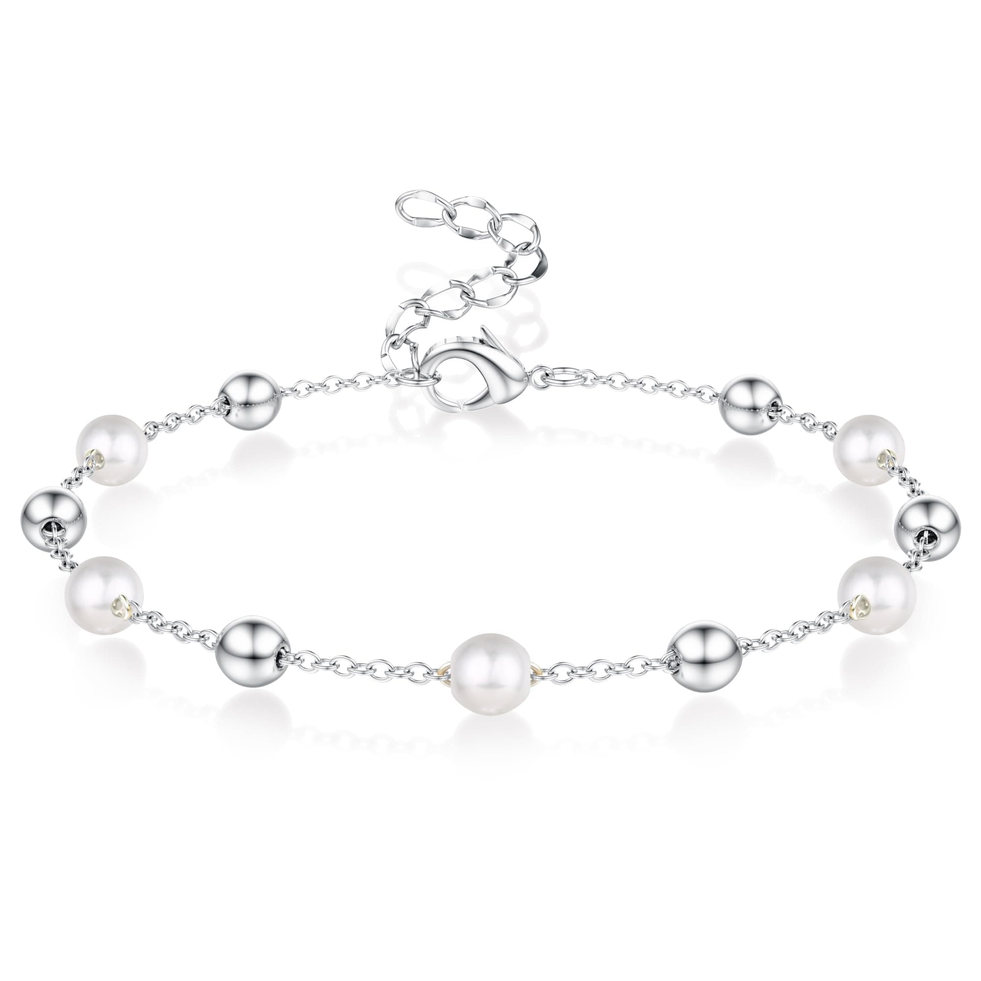 LOLIAS Bijou Bijou Or Argent Femme Coeur Perle Bracelet Acier Inoxydable Femme Ado Fille Cadeau Recherché Recycled