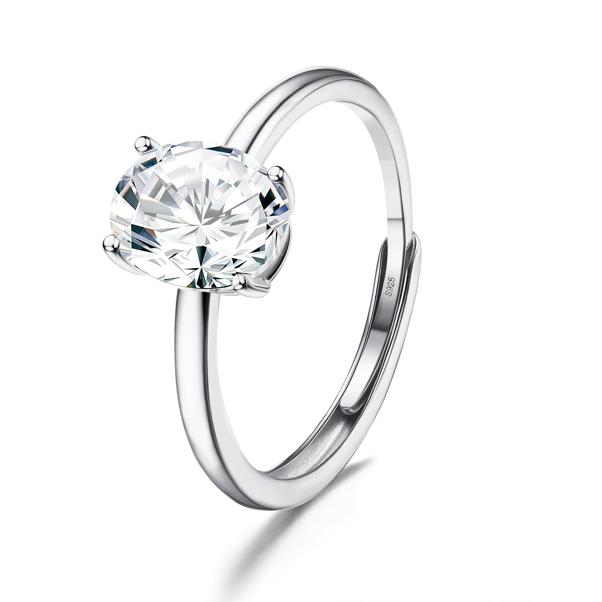 JeweBella Bague Femme Réglable en Argent 925 Zircone Cubique Brillant Bijoux Femme