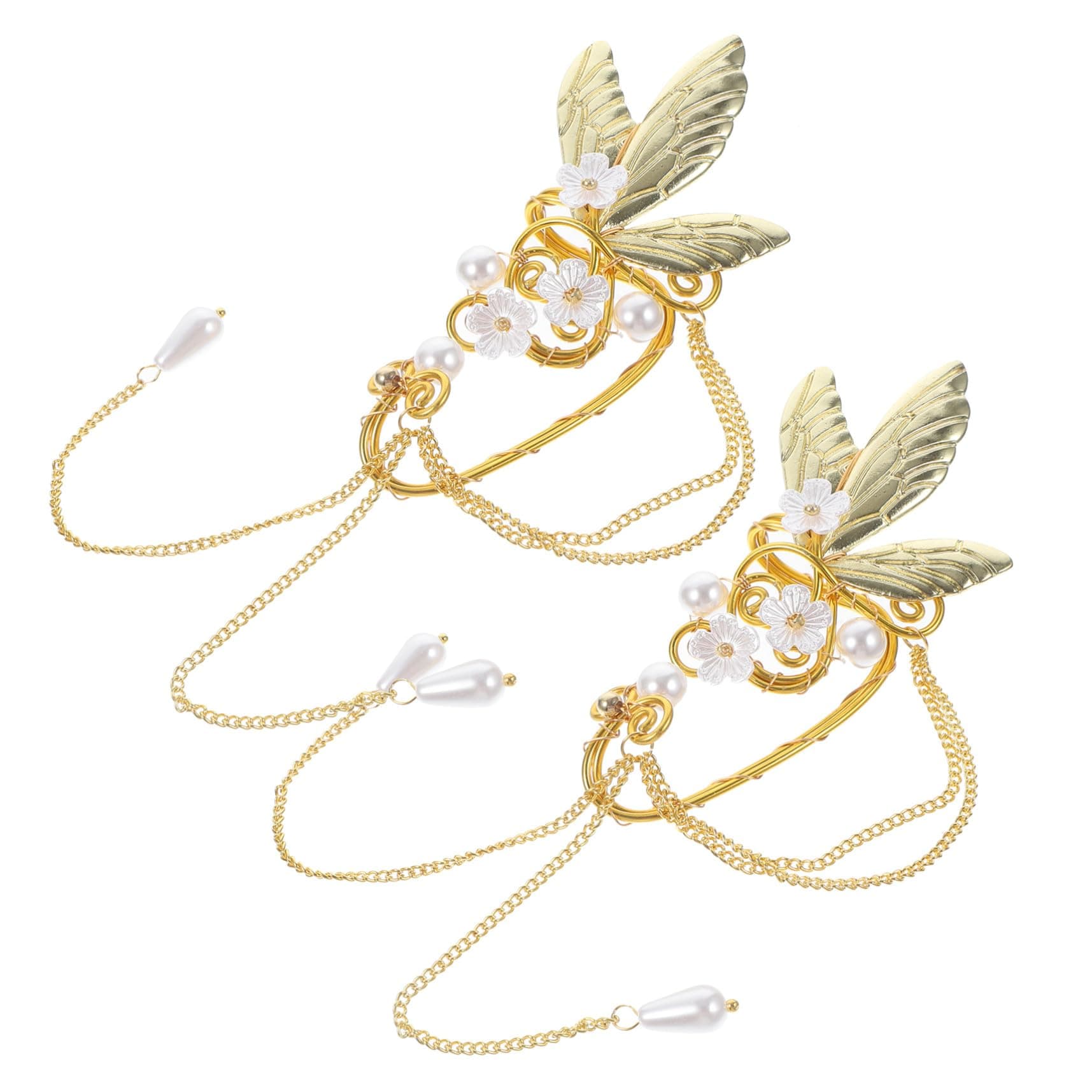 Garneck Boucles Oreilles Clip Ailes Longues pour Femmes Élégantes pour Fête et Mariage 2 Pièces Légères Non Percées