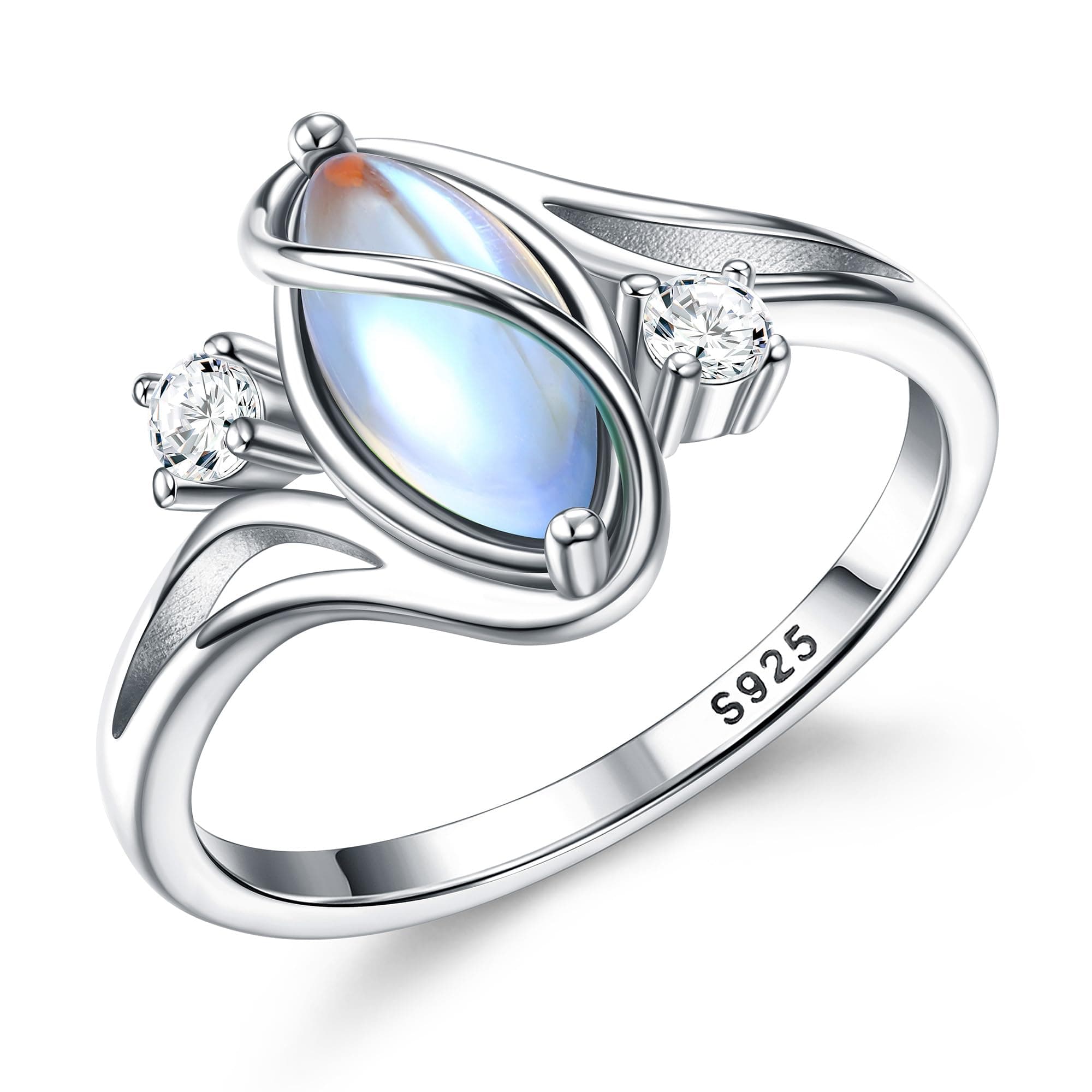 Adramata Bague en Argent 925 pour Femme | Pierre de LuneNaturelle Fantaisie | Bague de Pouce Déclaration Manuelle | Arge