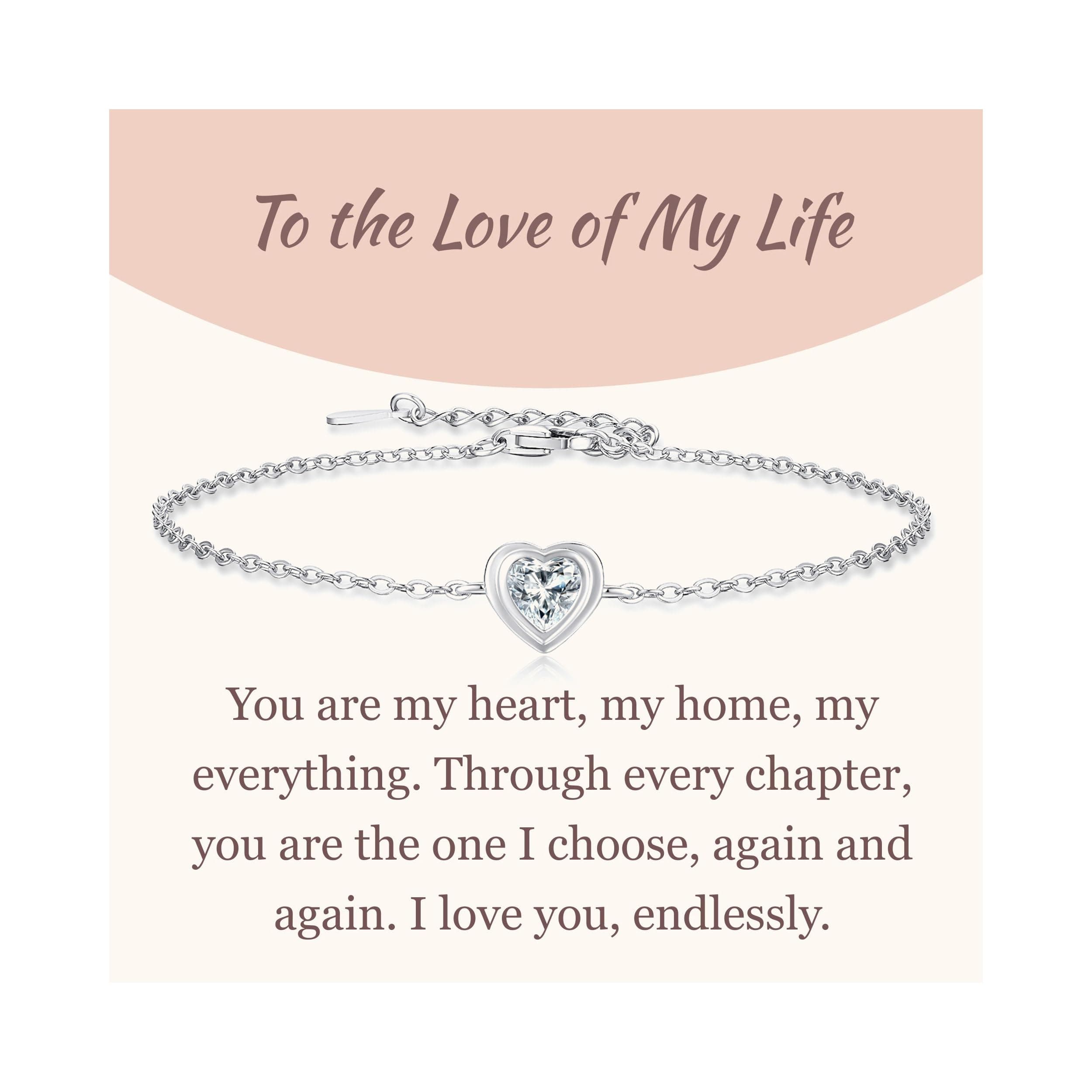 Bracelet Argent 925 GAVU pour Femme, Coeur avec Pierre Zirconia Cubique, Accessoire de Mode pour Femme, Taille Unique