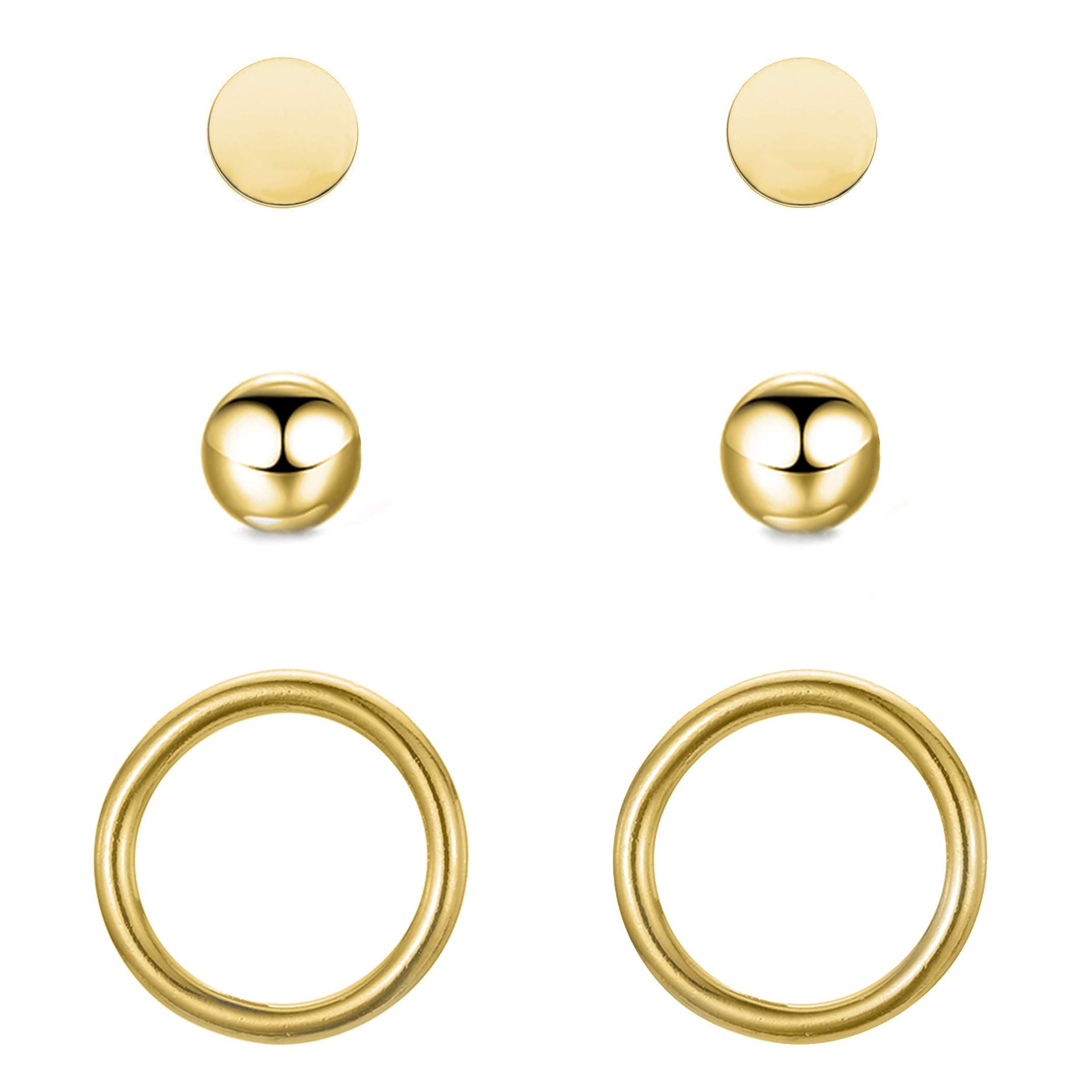BONNYBIRD® Boucles d'Oreilles Acier Inoxydable Femme "BonnyClassic" - Résistance à l'eau & Bien Toléré Par la Peau | Or