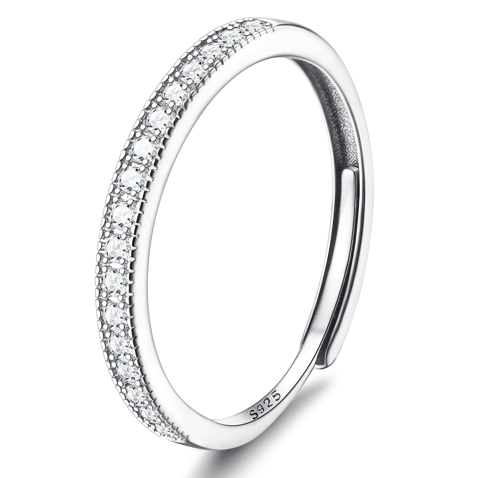 JeweBella Bijou Minimaliste Femme Argent 925 Bague Réglable Anneau Zircone Cubique Fiançailles Marriage Bijoux Femmes