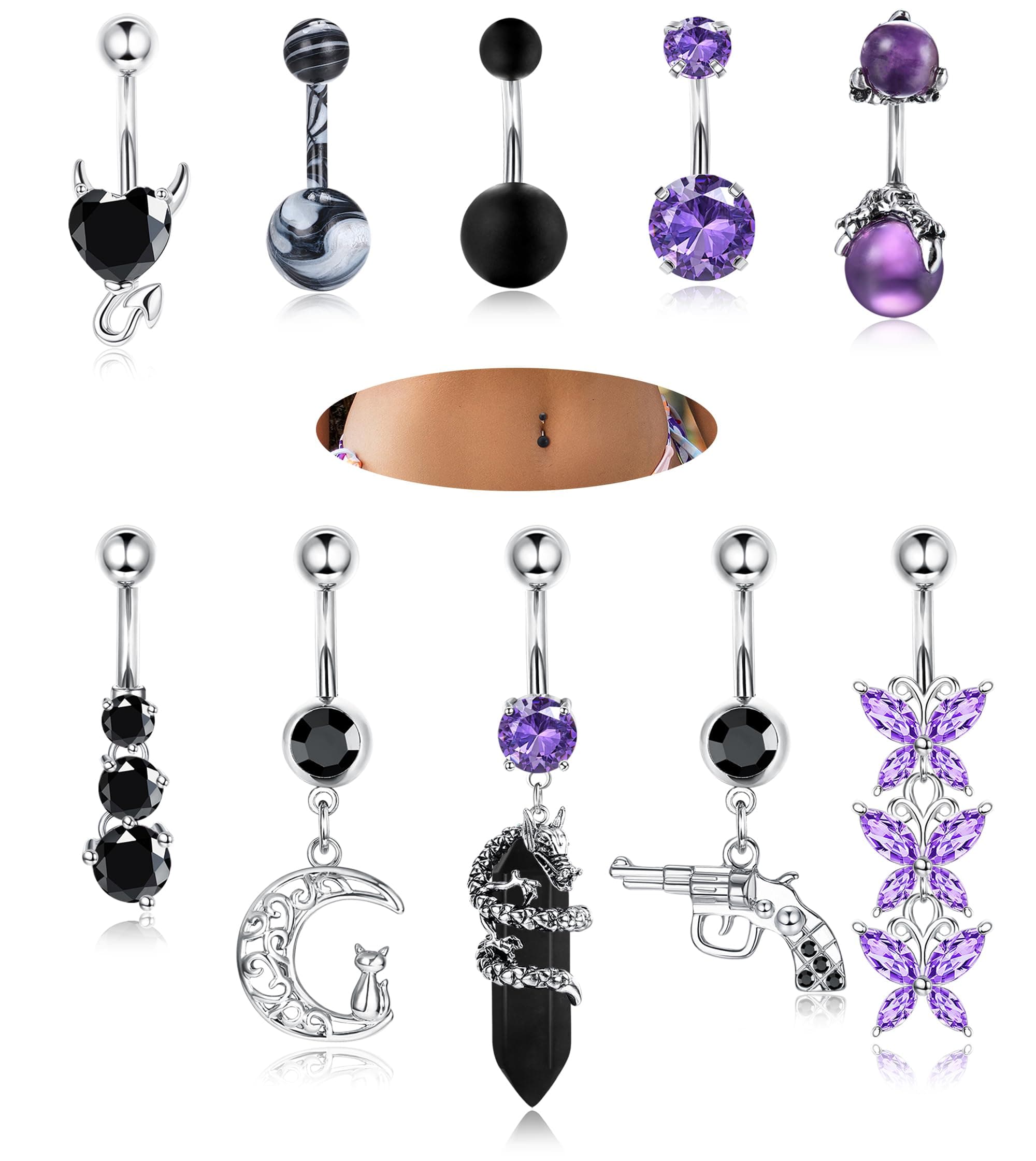 Adramata Nombril Piercing Anneaux Rose Violet Bleu Pour Femme Été Plage Grossesse