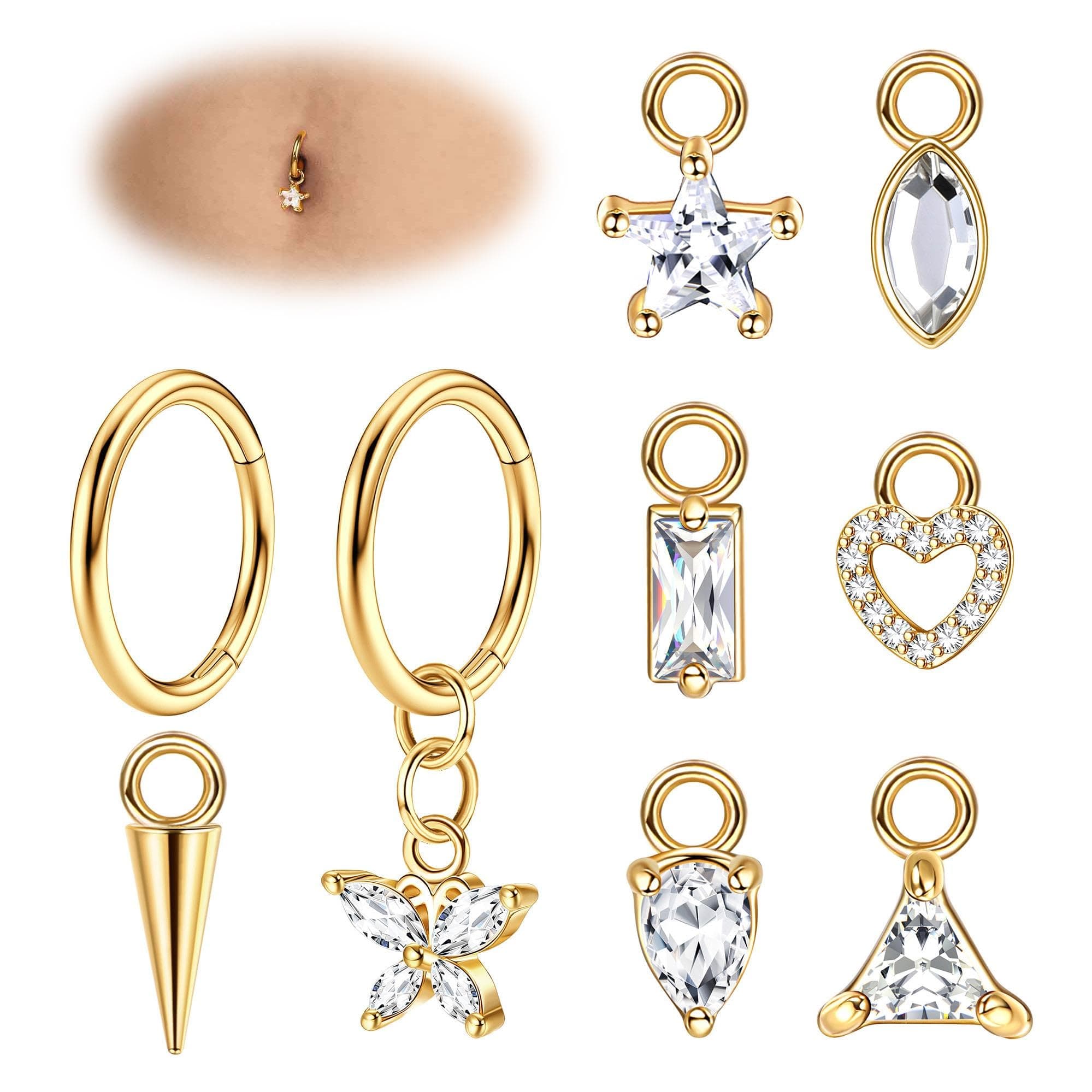 Adramata Piercing Nombril Acier Chirurgical pour Femme Grossesse Anneaux Recycled Claim 14G 100% Écologique