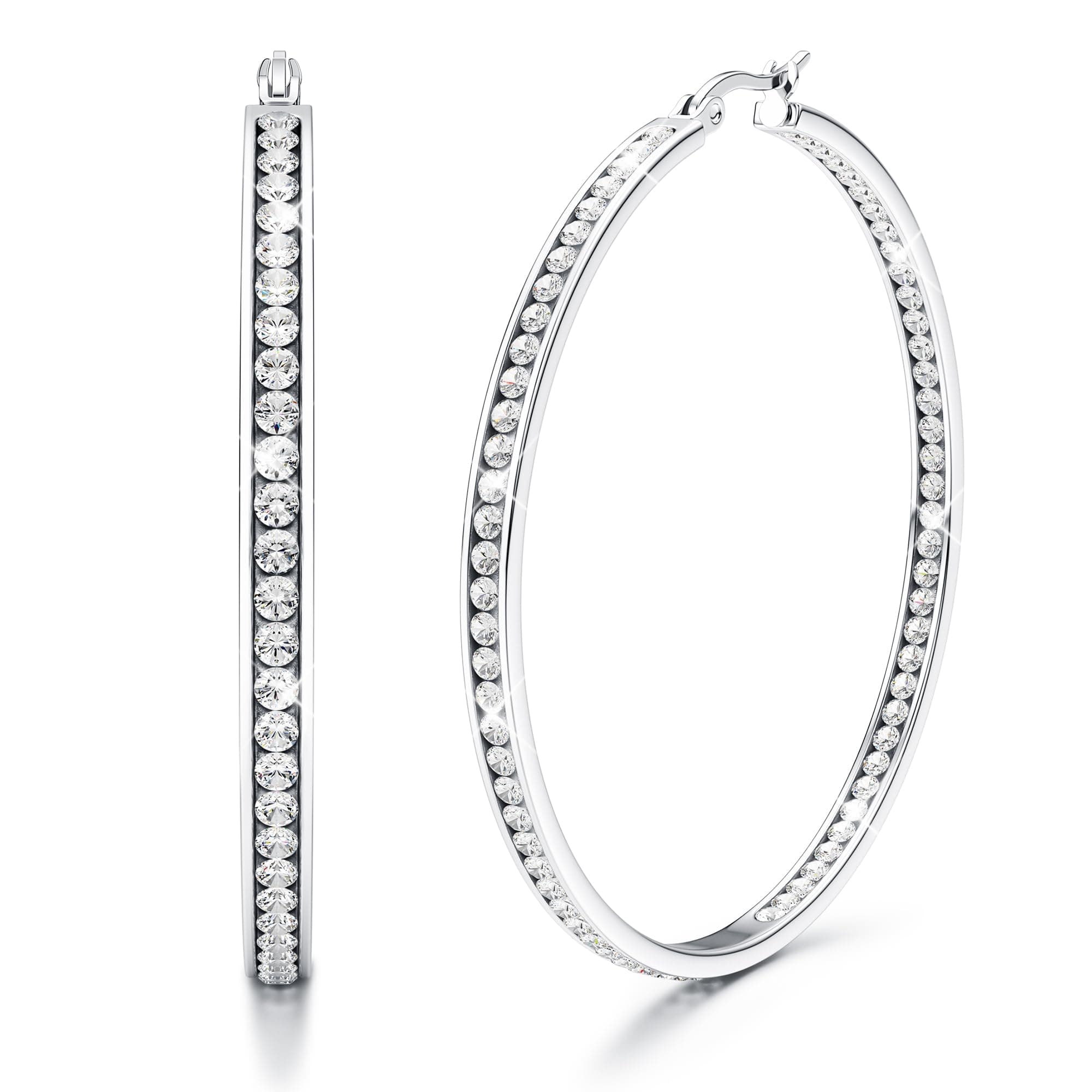 Adramata Creoles Acier Inoxydable Or Plaqué Boucles D'Oreilles Femme Recyclées 50mm Standard 100