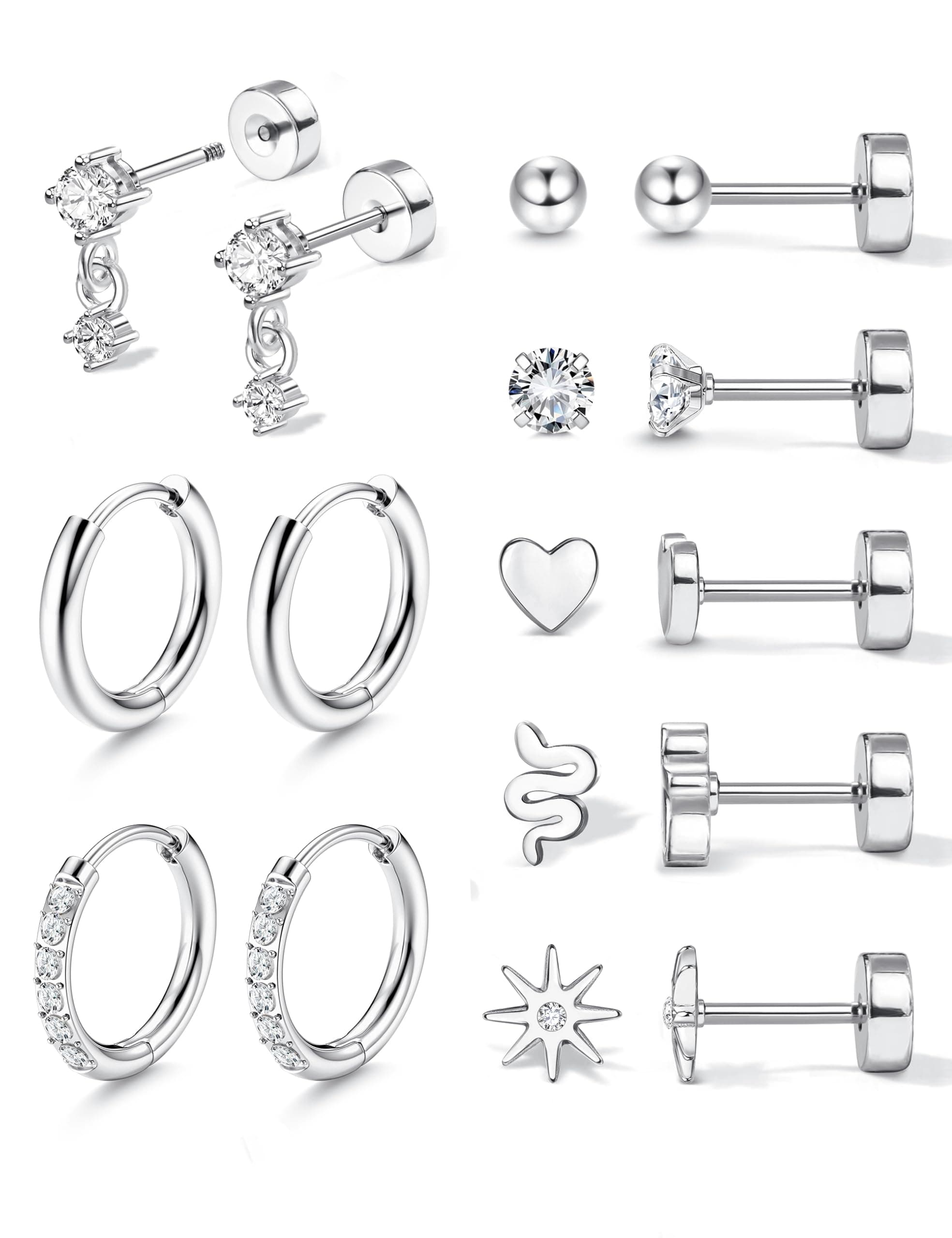 Adramata Boucles d'Oreilles Femme Acier Inoxydable Or 18 Carats Piercing Tragus Store Américain