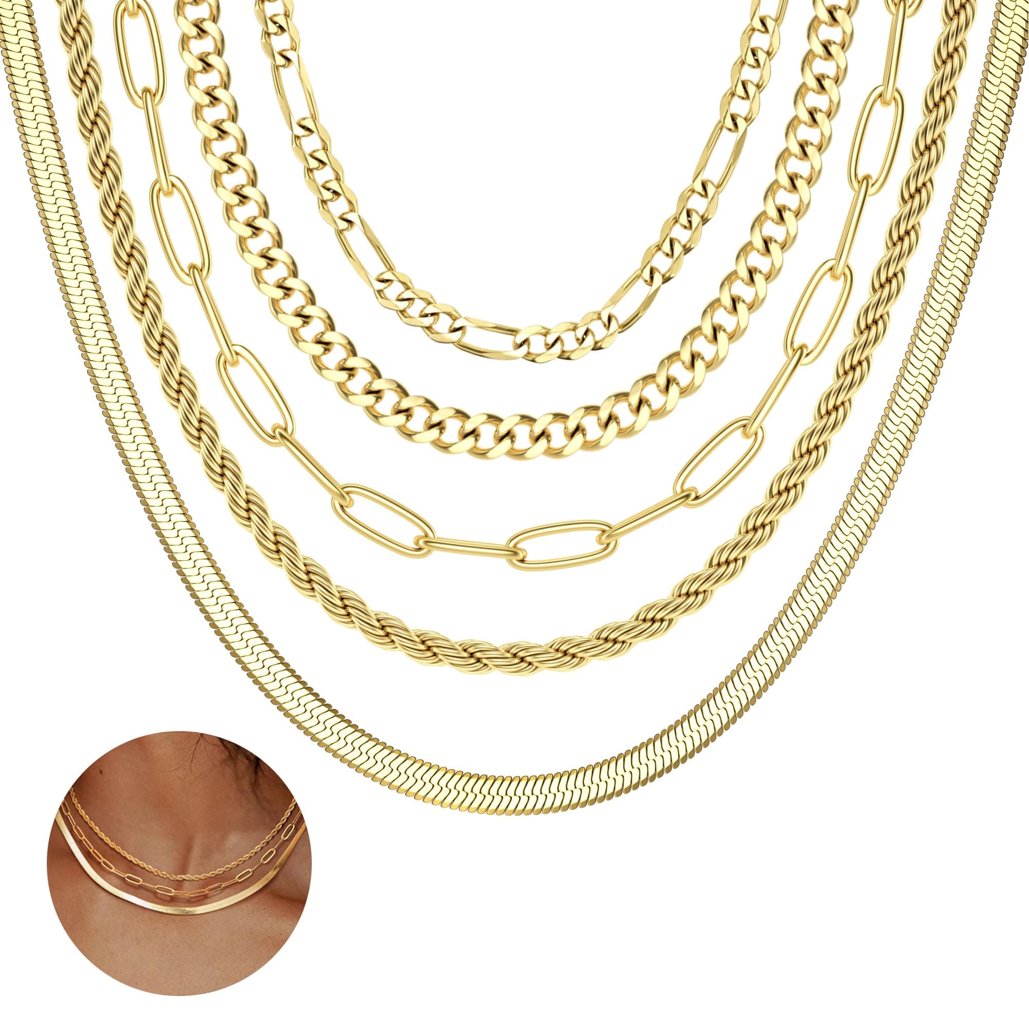Kakonia 14K plaqué or superposé - Collier pour femme - Élégant et résistant - 40 cm