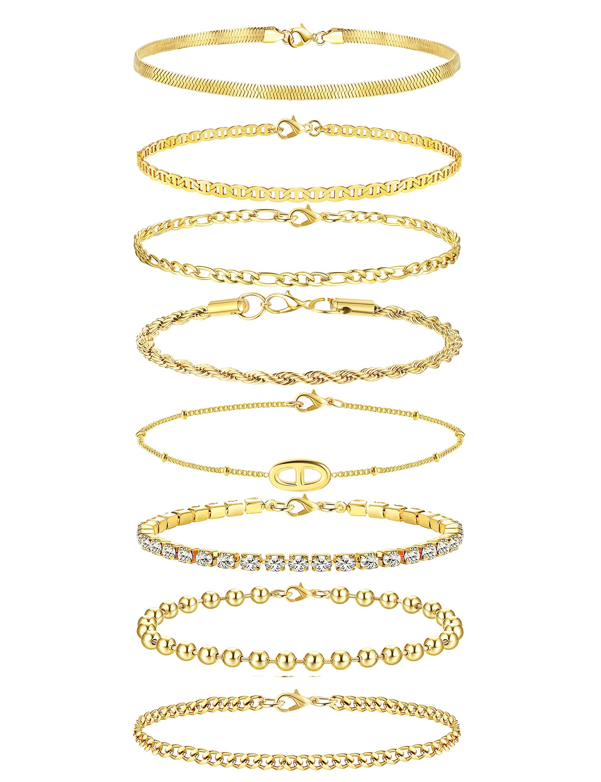 Bracelet Milacolato Chaîne Acier Inoxydable Argent Plaqué Or 18K Pour Femme Reglable Sportif et Élégant bijou Éco-conçu